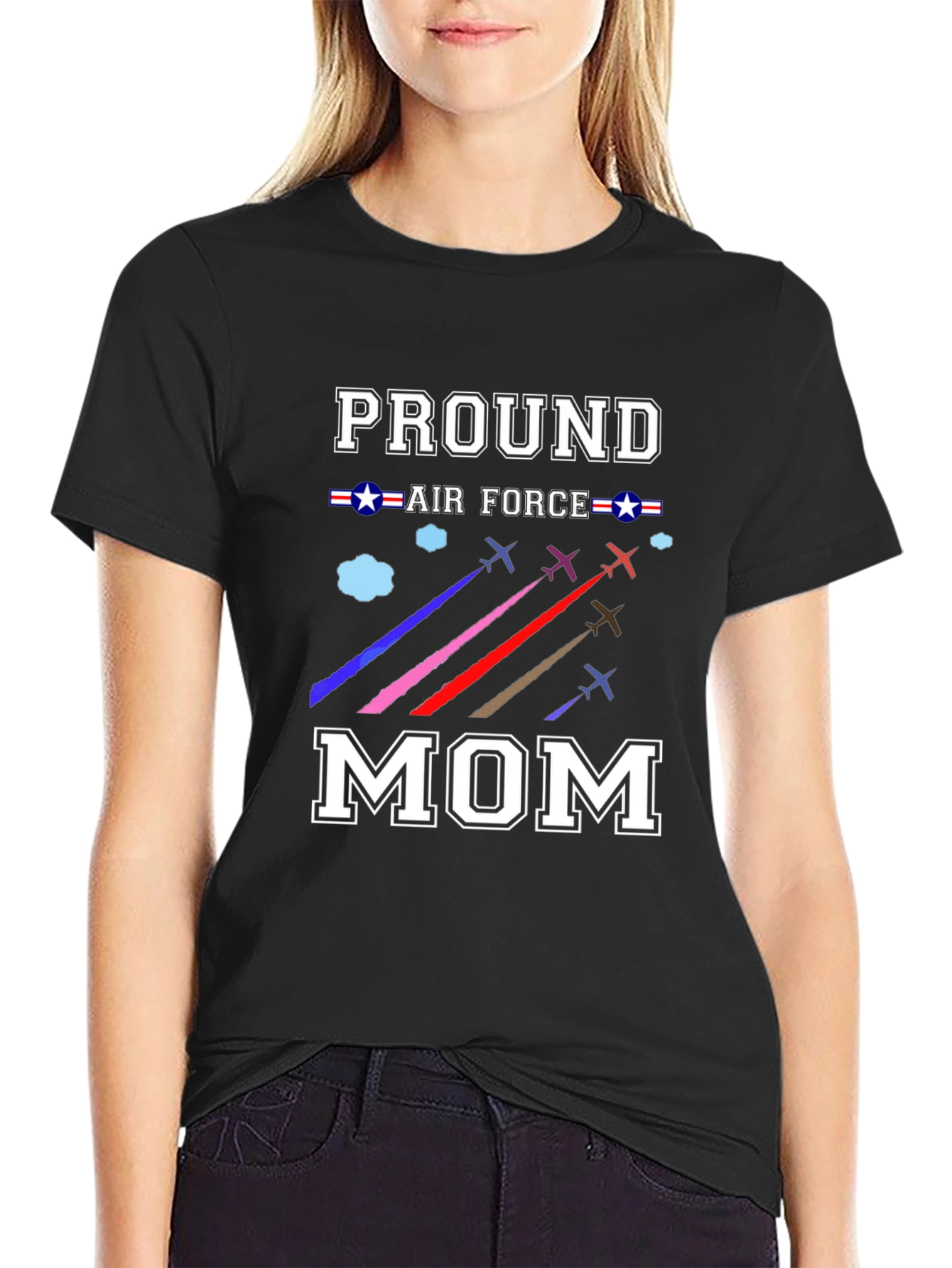 Proud Air Force Mom Black T-Shirt