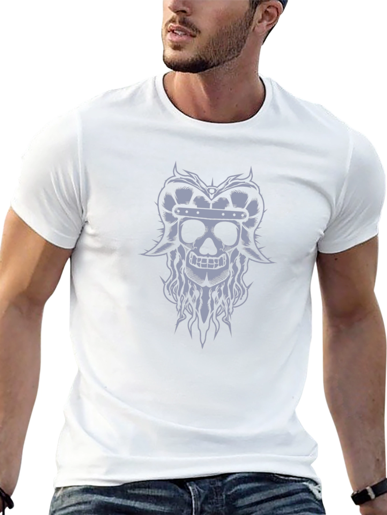 Viking Skull Graphic Tee - Black T-Shirt