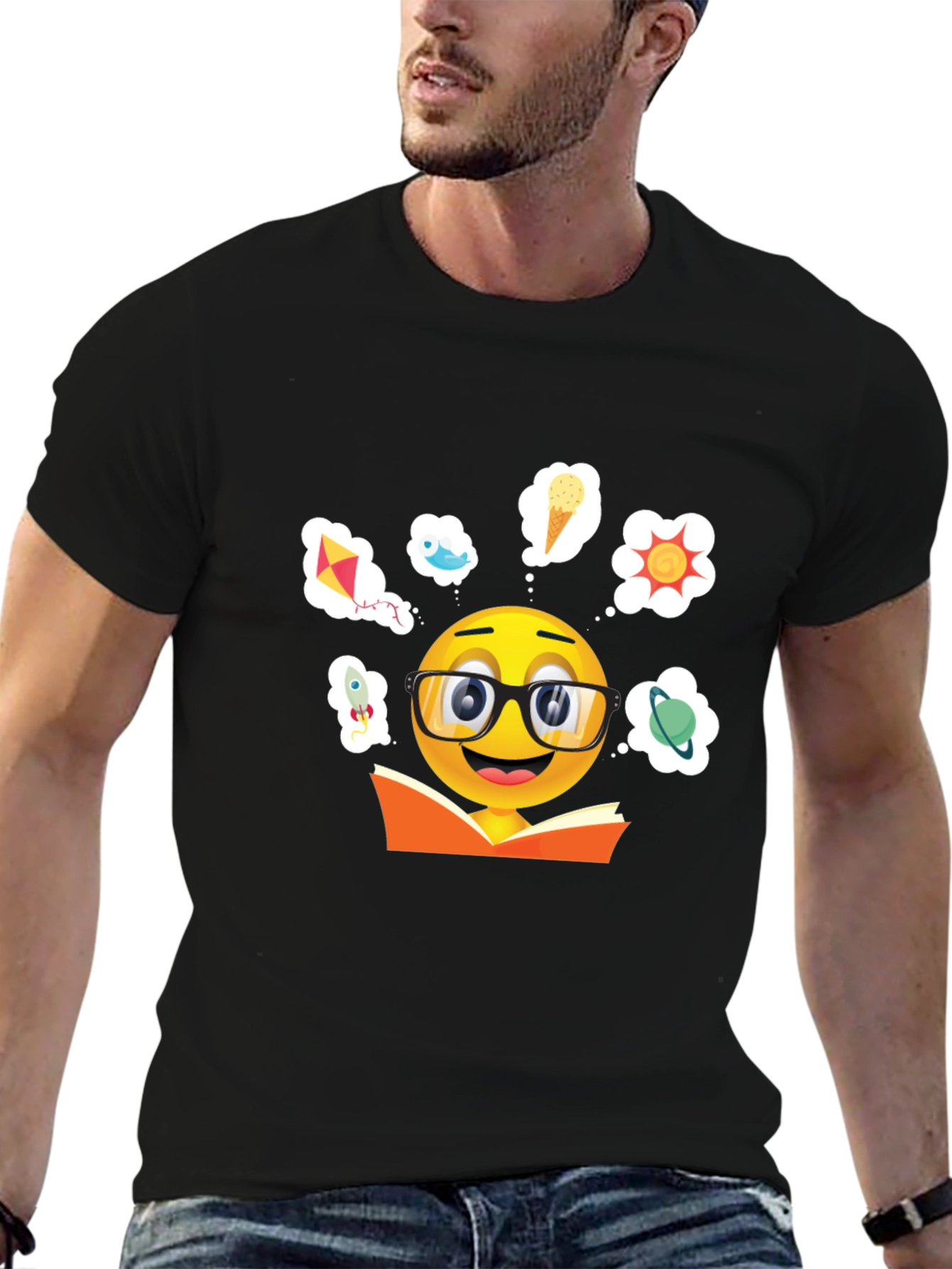 Bookworm Emoji Graphic T-Shirt