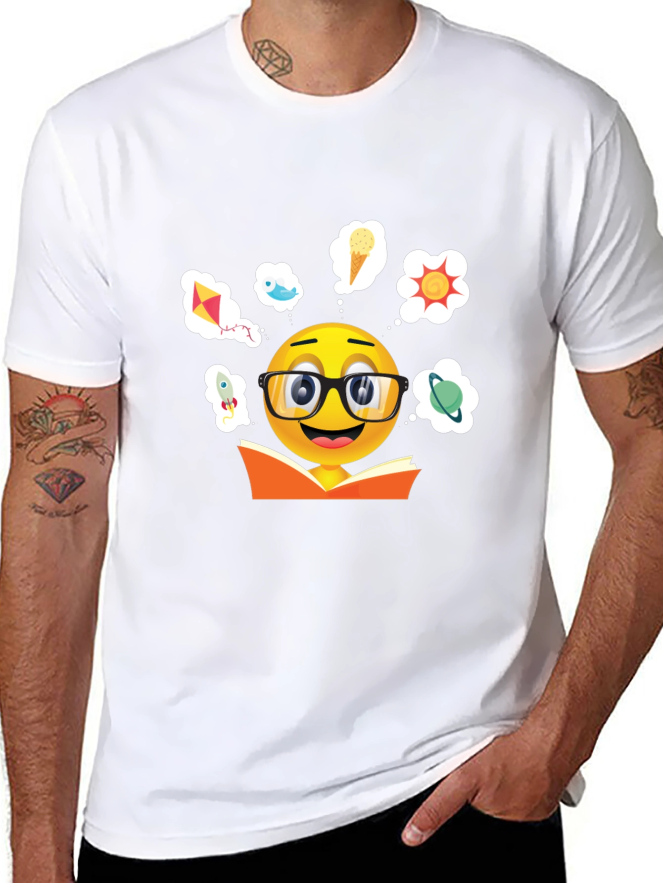 Bookworm Emoji Graphic T-Shirt