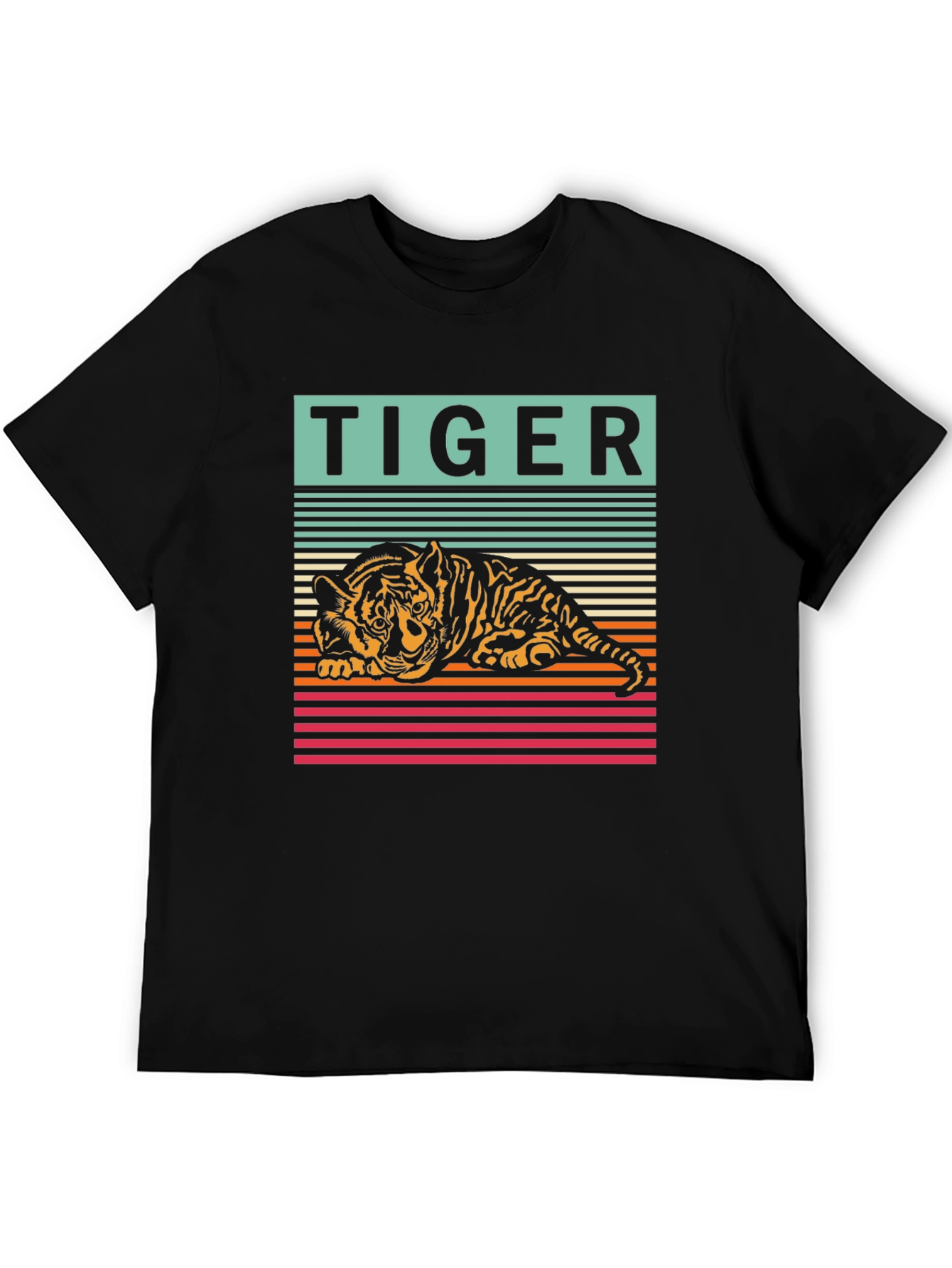 Retro Tiger Graphic Tee - Cool Striped Design