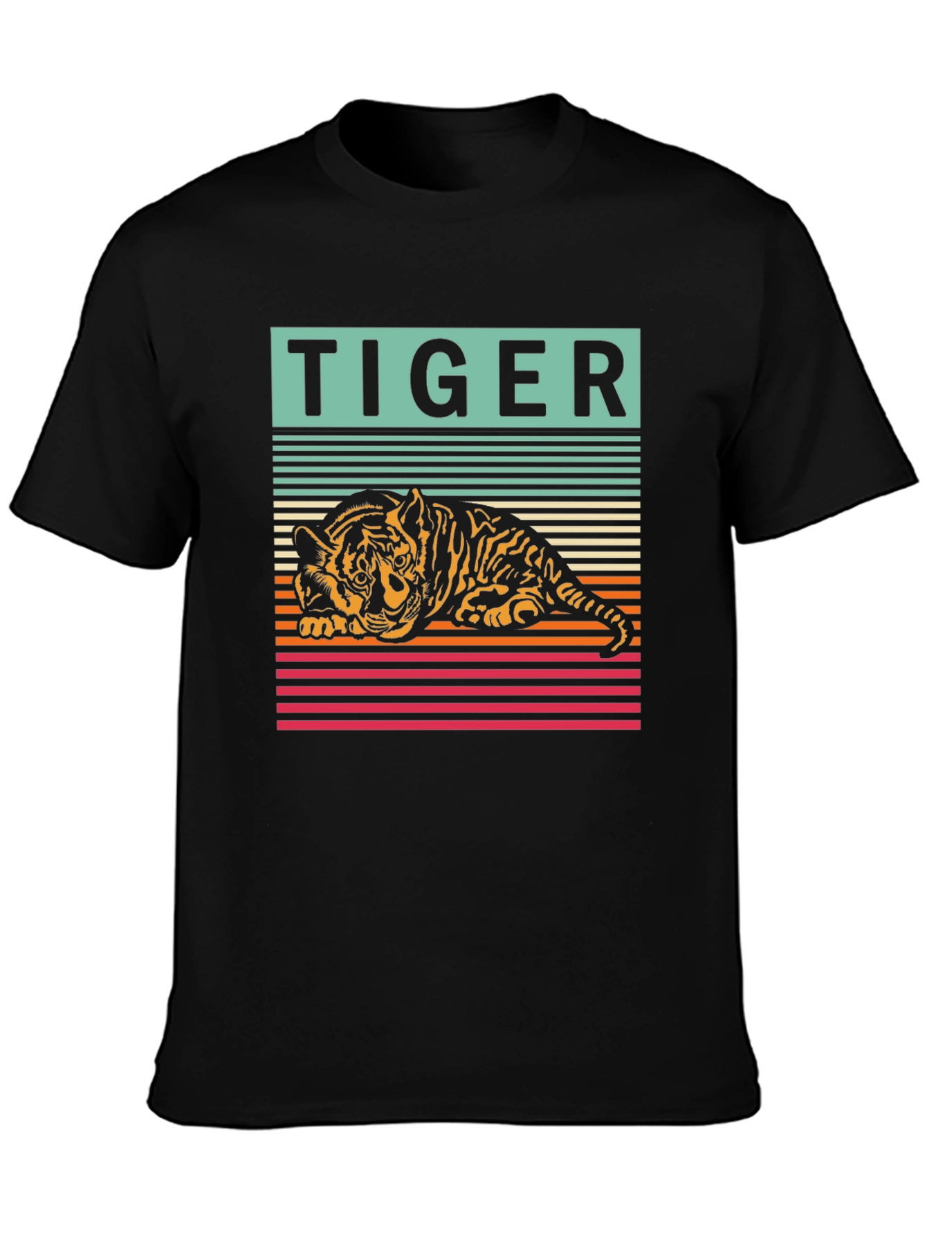 Retro Tiger Graphic Tee - Cool Striped Design