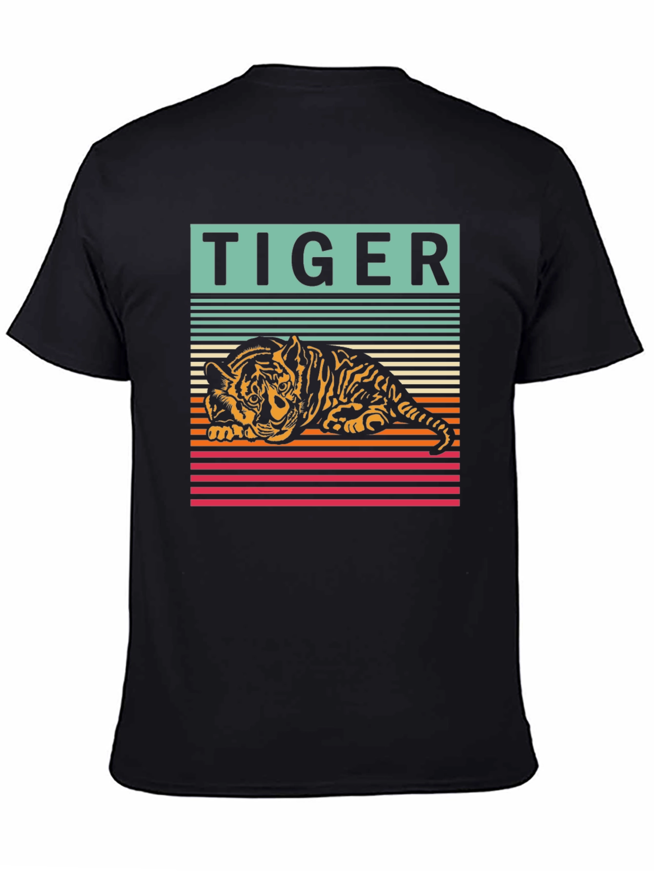 Retro Tiger Graphic Tee - Cool Striped Design