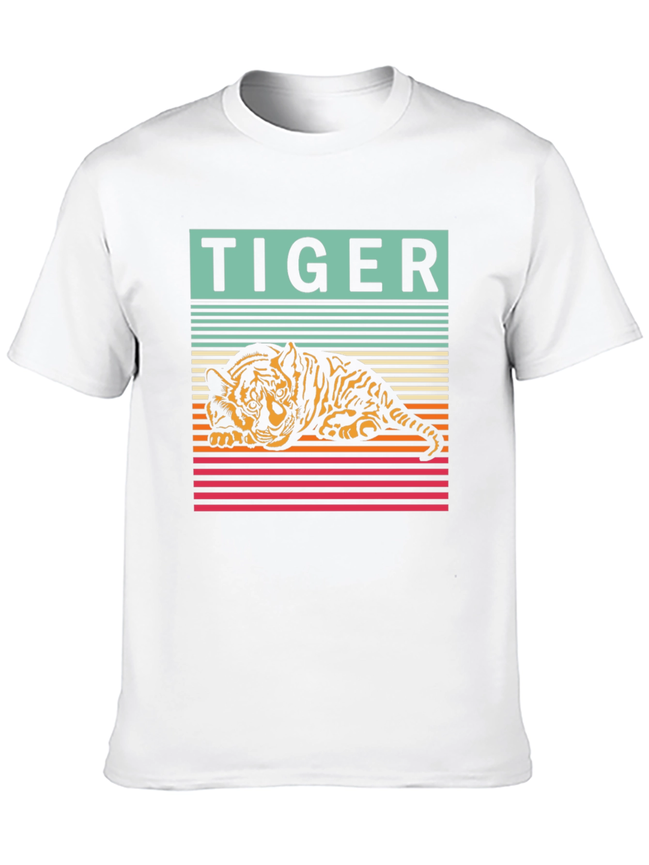 Retro Tiger Graphic Tee - Cool Striped Design