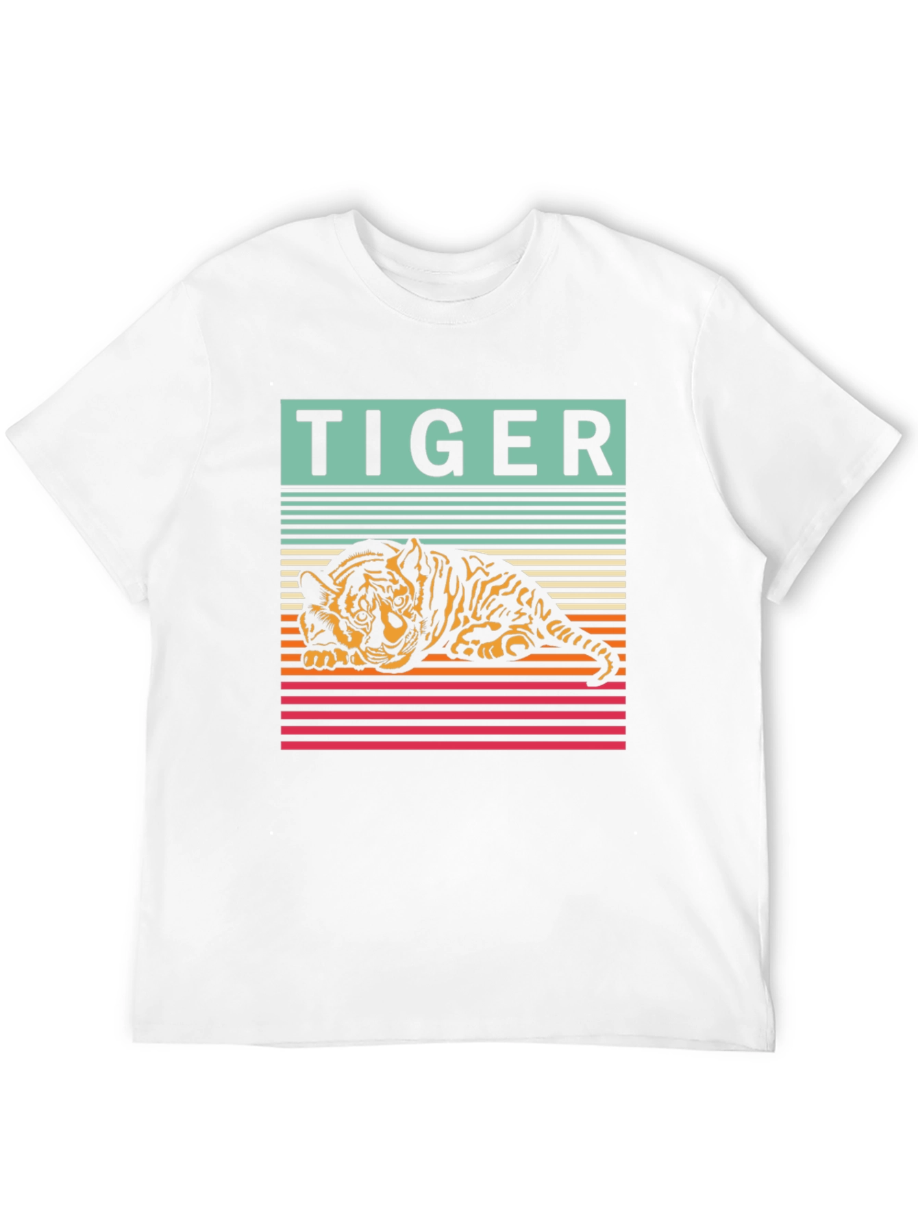 Retro Tiger Graphic Tee - Cool Striped Design