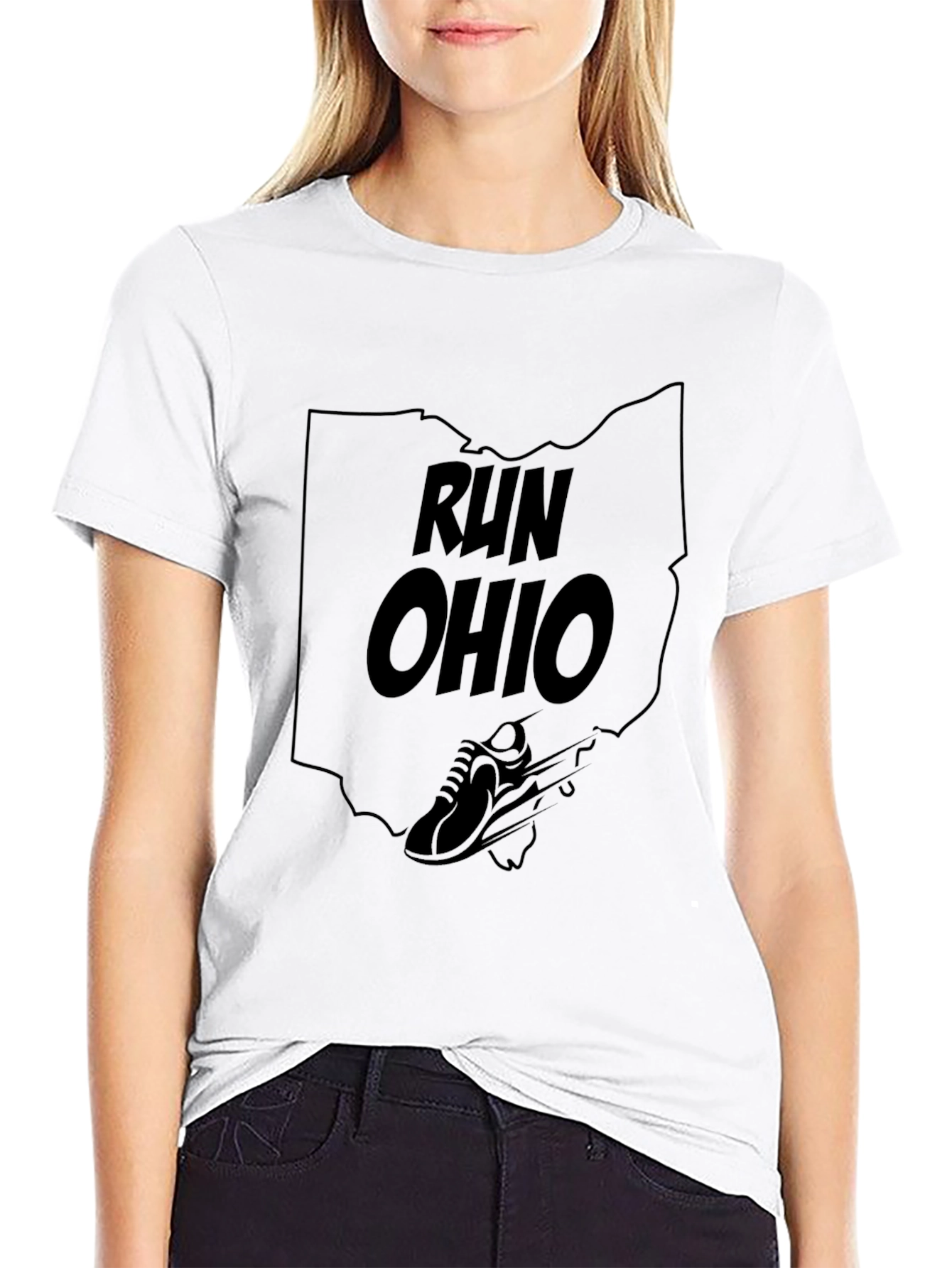 Run Ohio State Outline Black T-Shirt