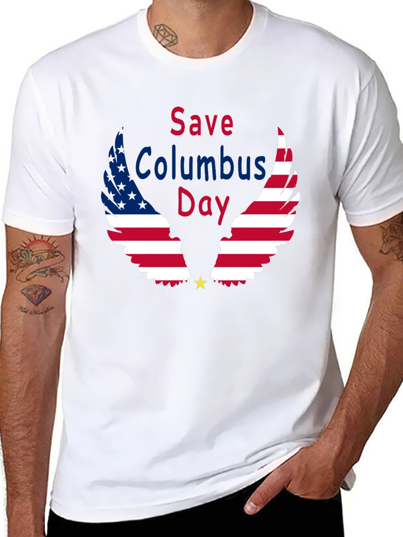 Save Columbus Day T-Shirt Patriotic American Flag
