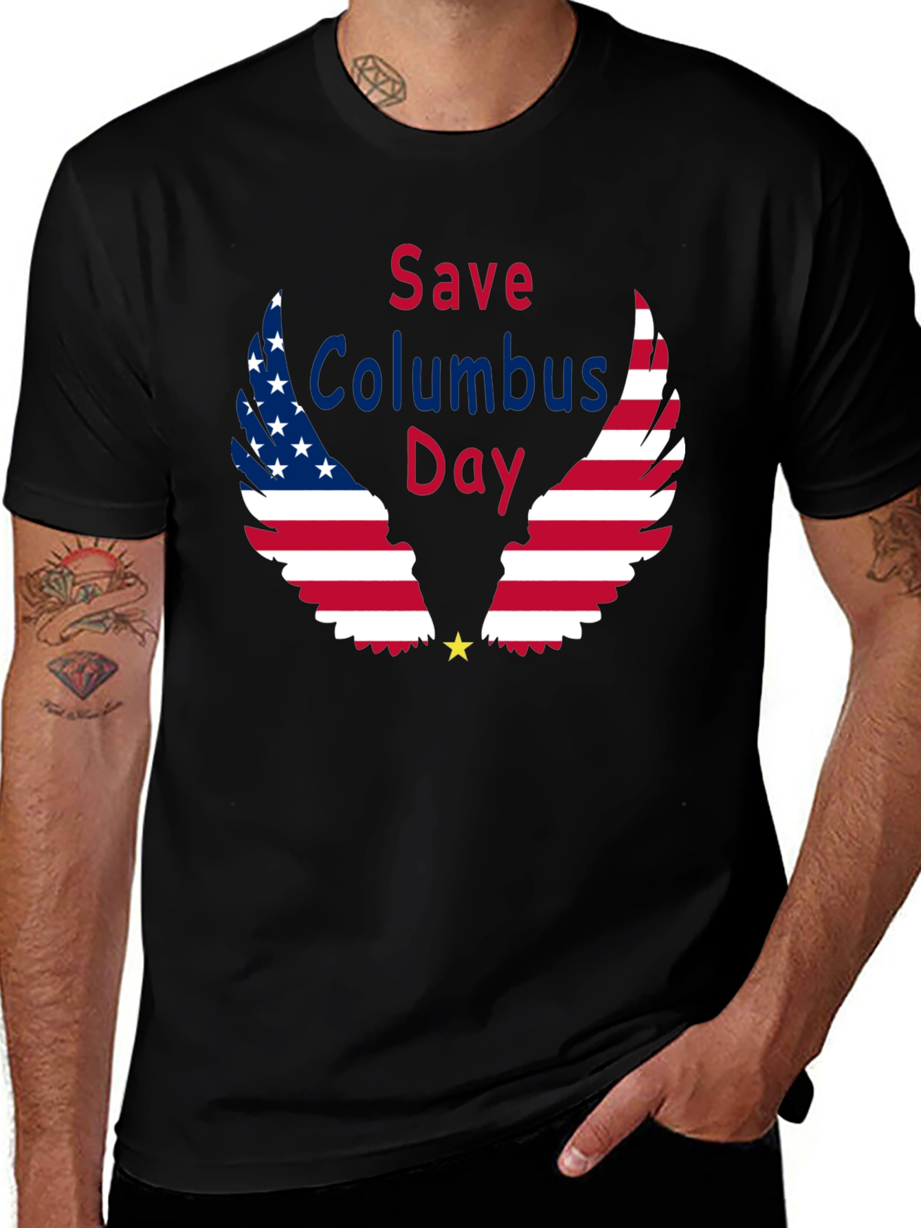 Save Columbus Day T-Shirt Patriotic American Flag