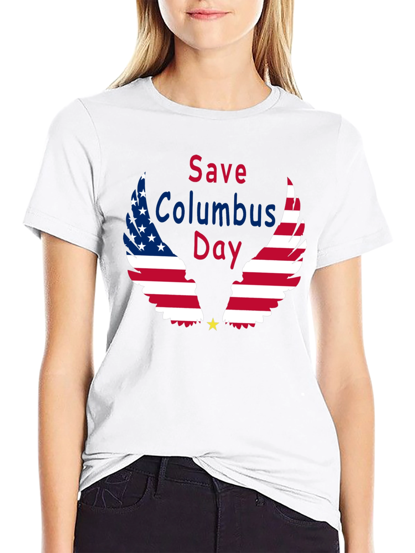 Save Columbus Day T-Shirt Patriotic American Flag