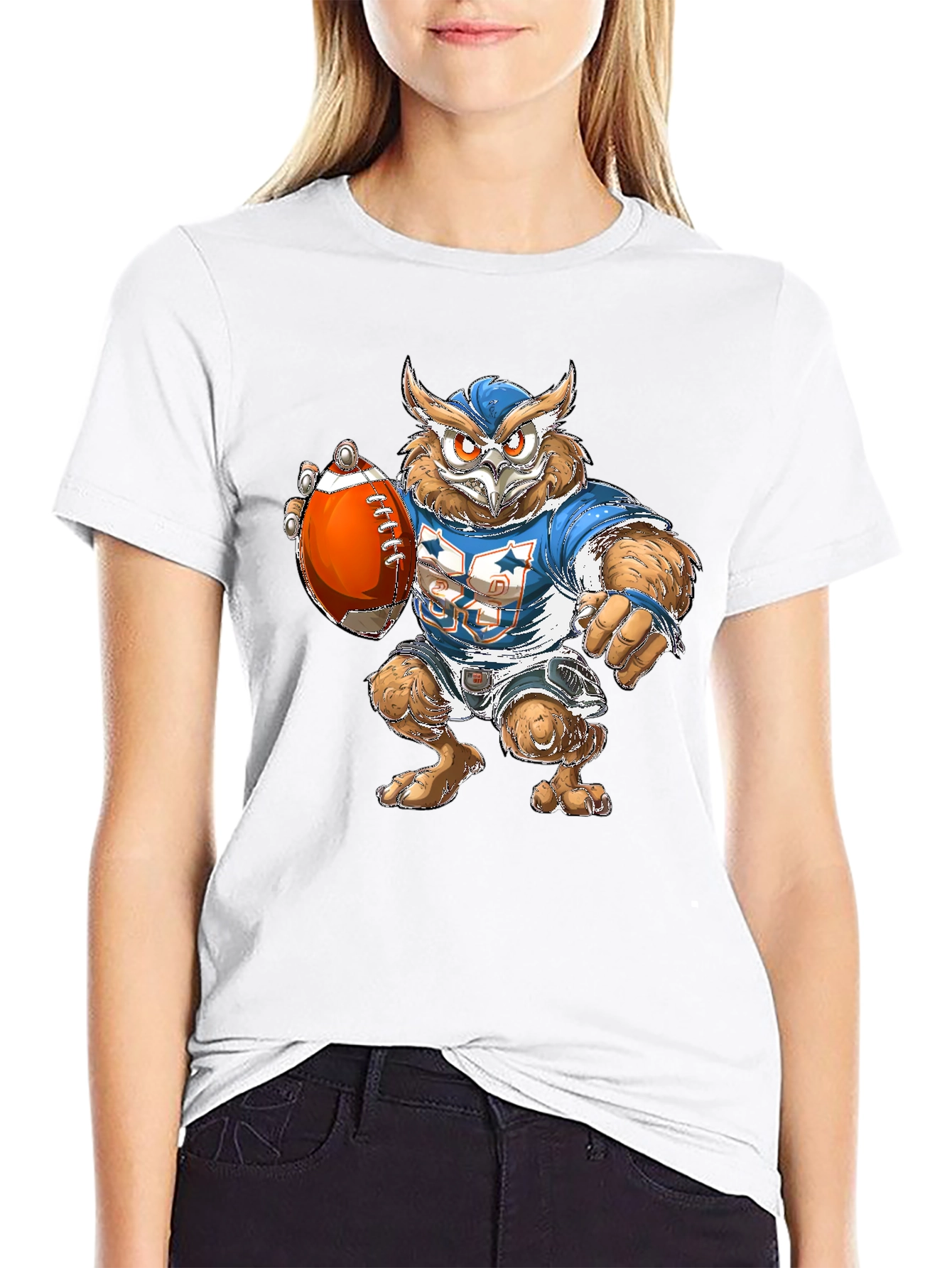 Owl Football Player Graphic Tee