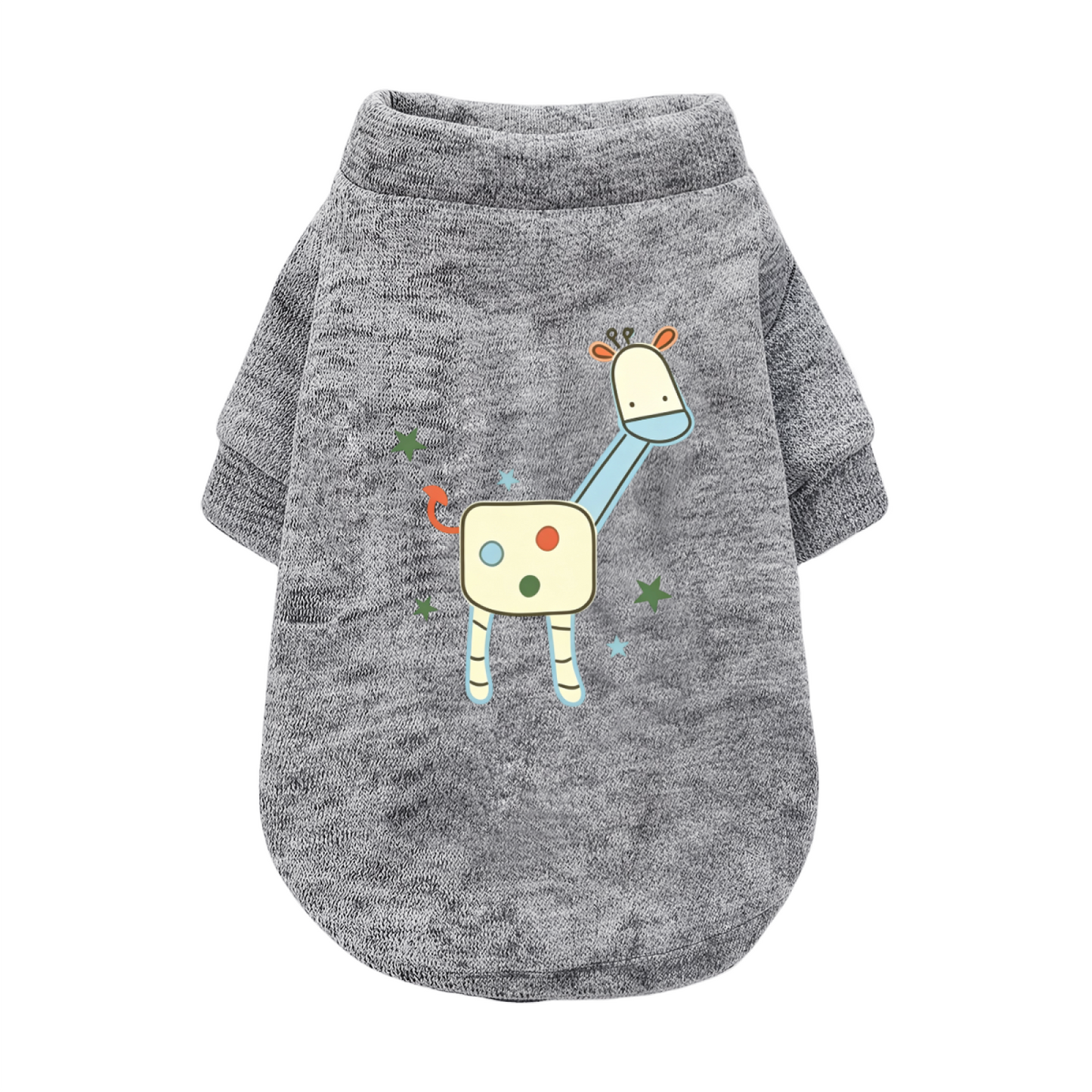 Cartoon Giraffe Star Cute Soft White Pet Casual Cardigan Sweater