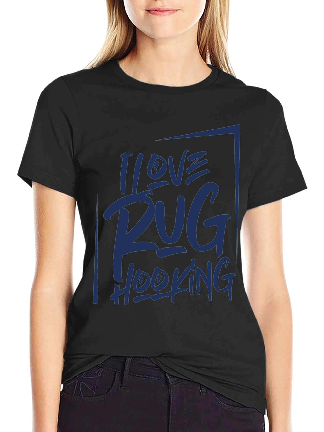 I Love Rug Hooking Graphic Tee - Black