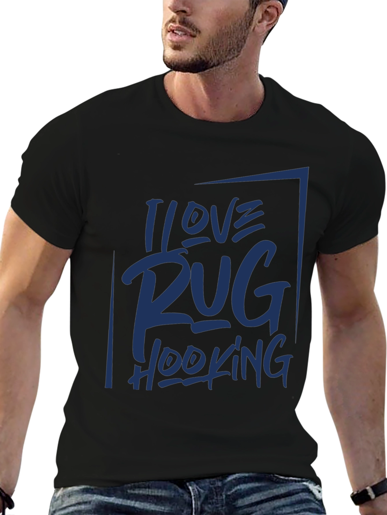I Love Rug Hooking Graphic Tee - Black