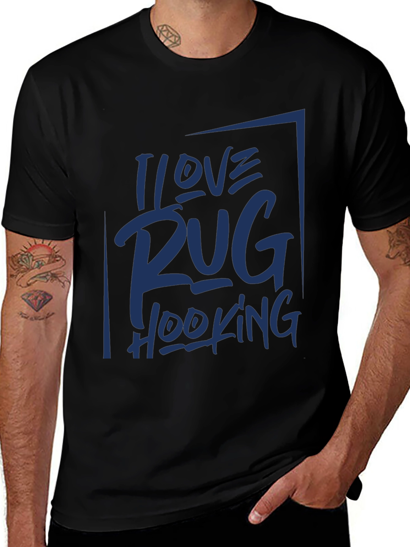 I Love Rug Hooking Graphic Tee - Black