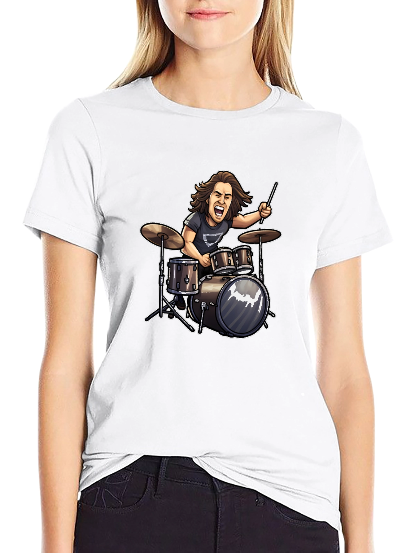 Drummer Cartoon Graphic T-Shirt