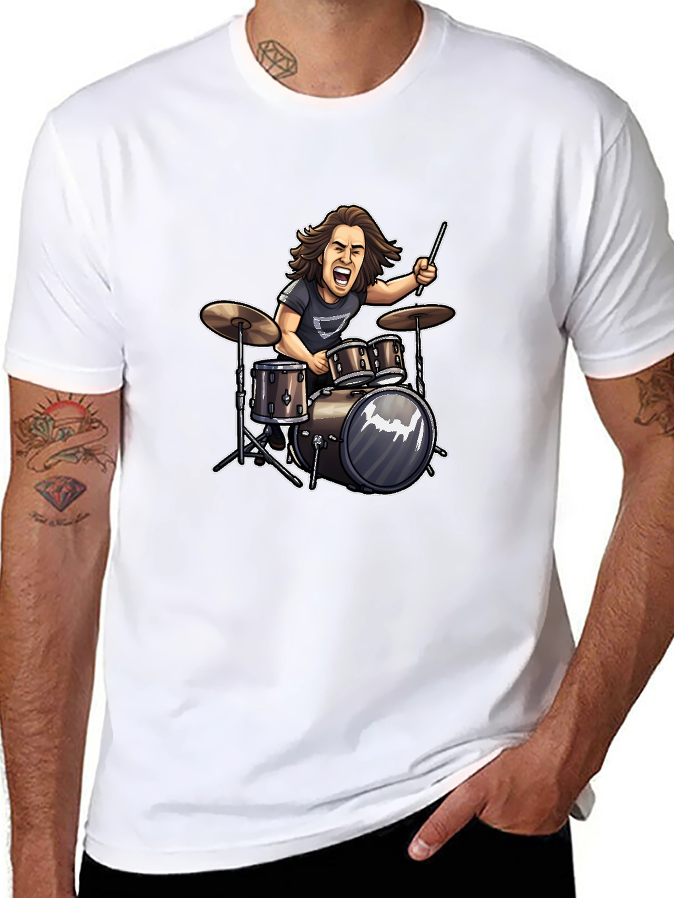 Drummer Cartoon Graphic T-Shirt