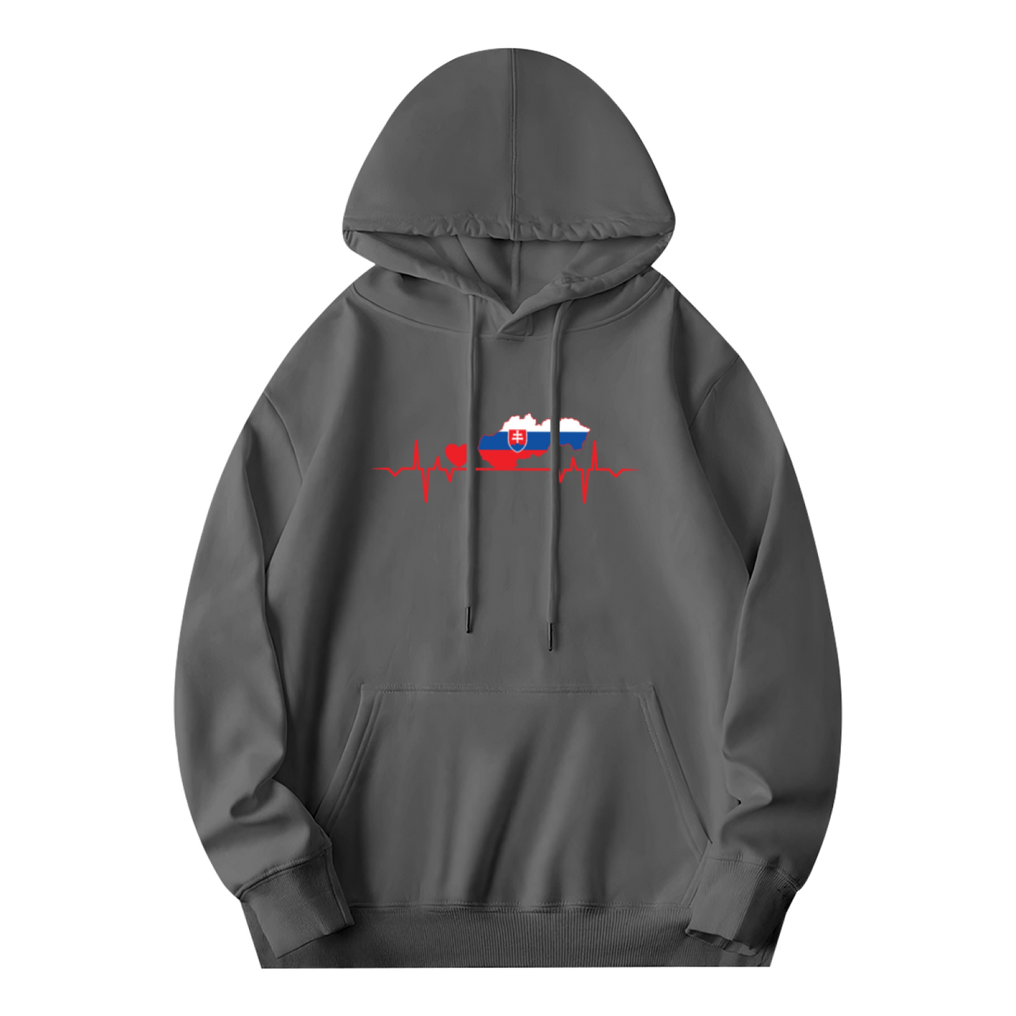 Slovakia Flag Heartbeat Patriotic Graphic Unisex Hoodie, Plush Cozy Feel