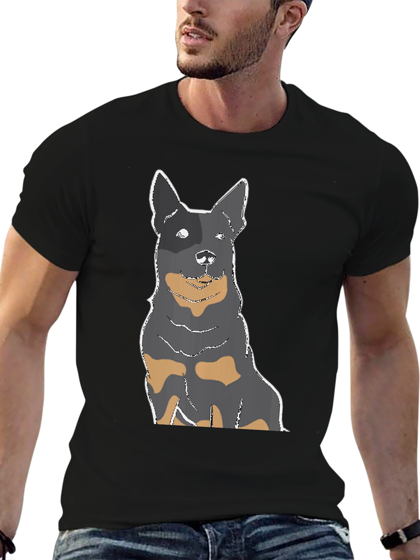 Dog Graphic T-Shirt - Black Casual Tee