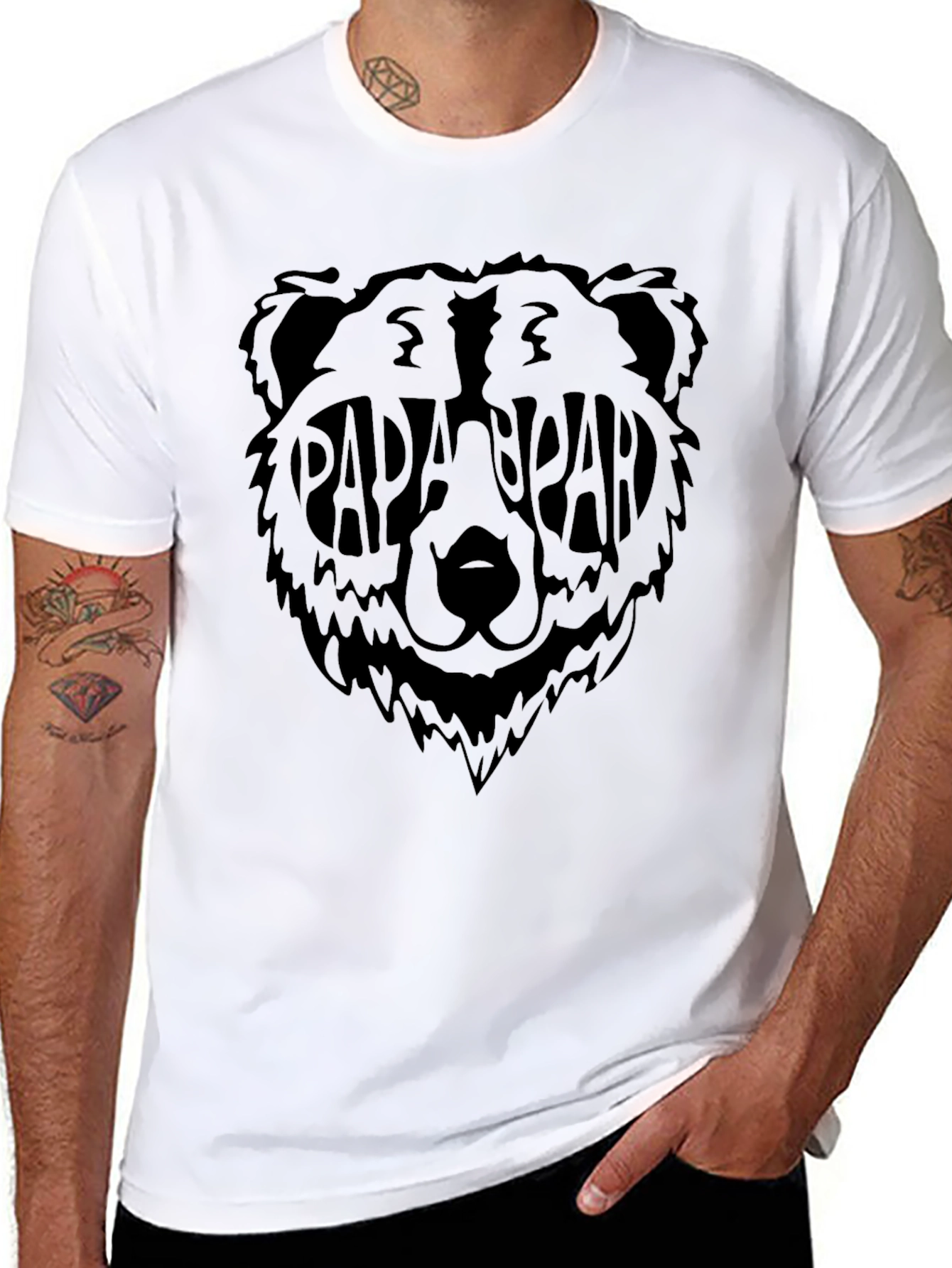 Papa Bear T-Shirt - Black Graphic Tee