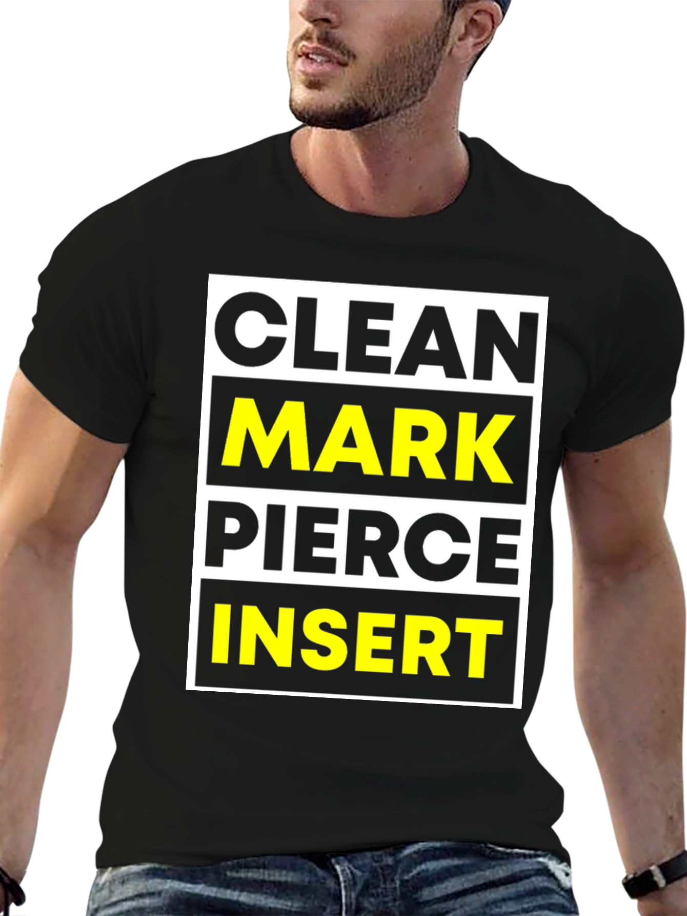 Clean Mark Pierce Insert Graphic Tee - Black