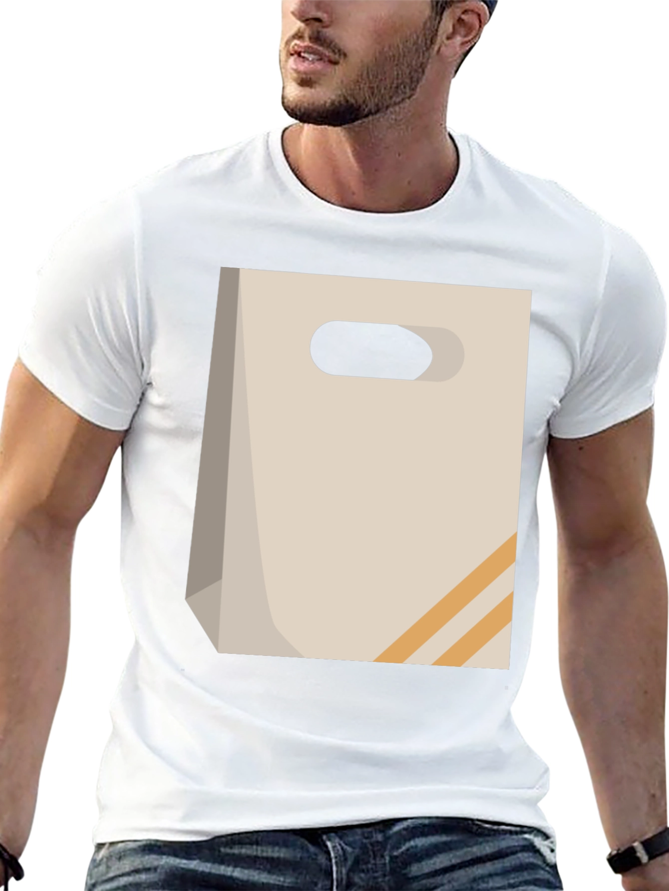 Novelty Paper Bag Graphic T-Shirt - Casual Comfort