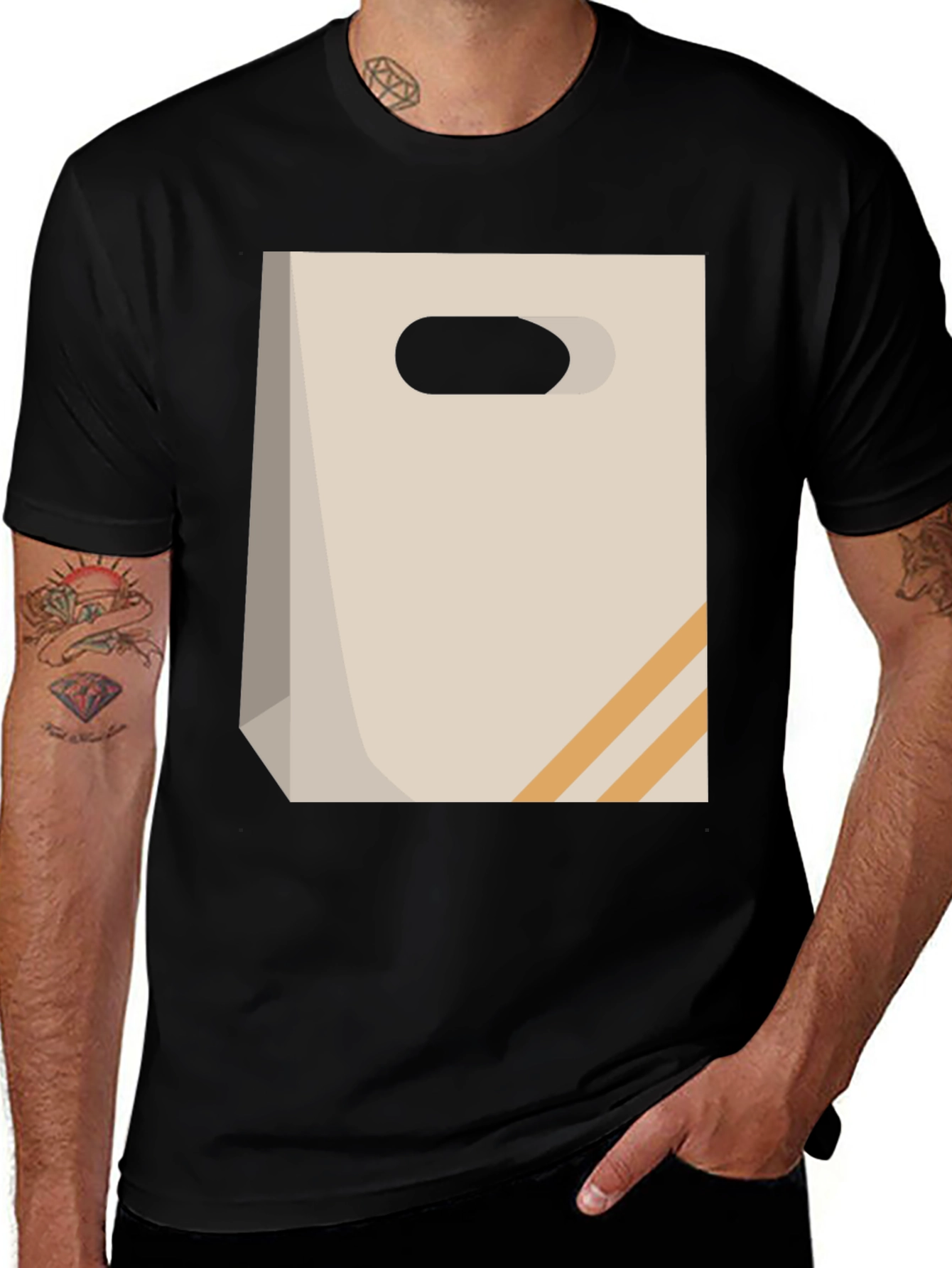 Novelty Paper Bag Graphic T-Shirt - Casual Comfort