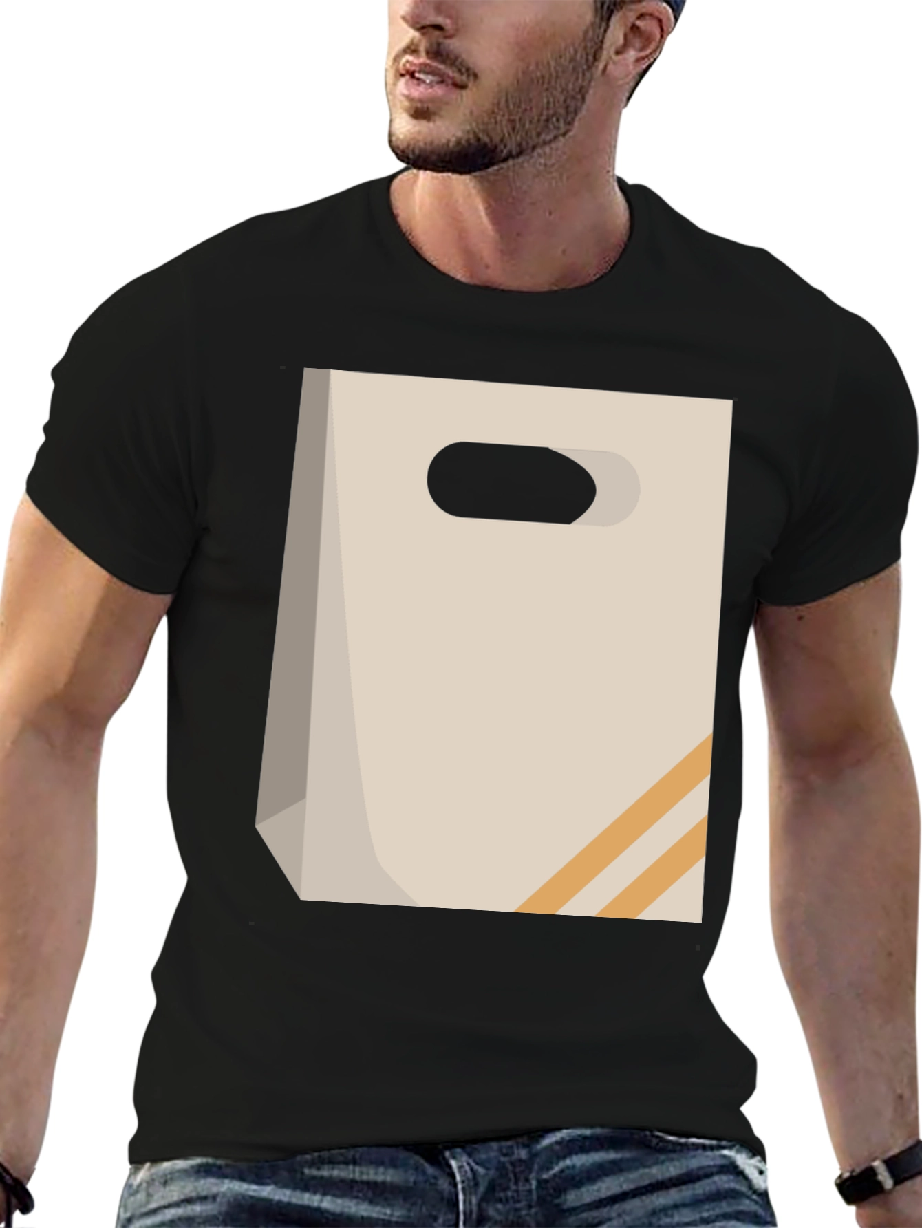 Novelty Paper Bag Graphic T-Shirt - Casual Comfort