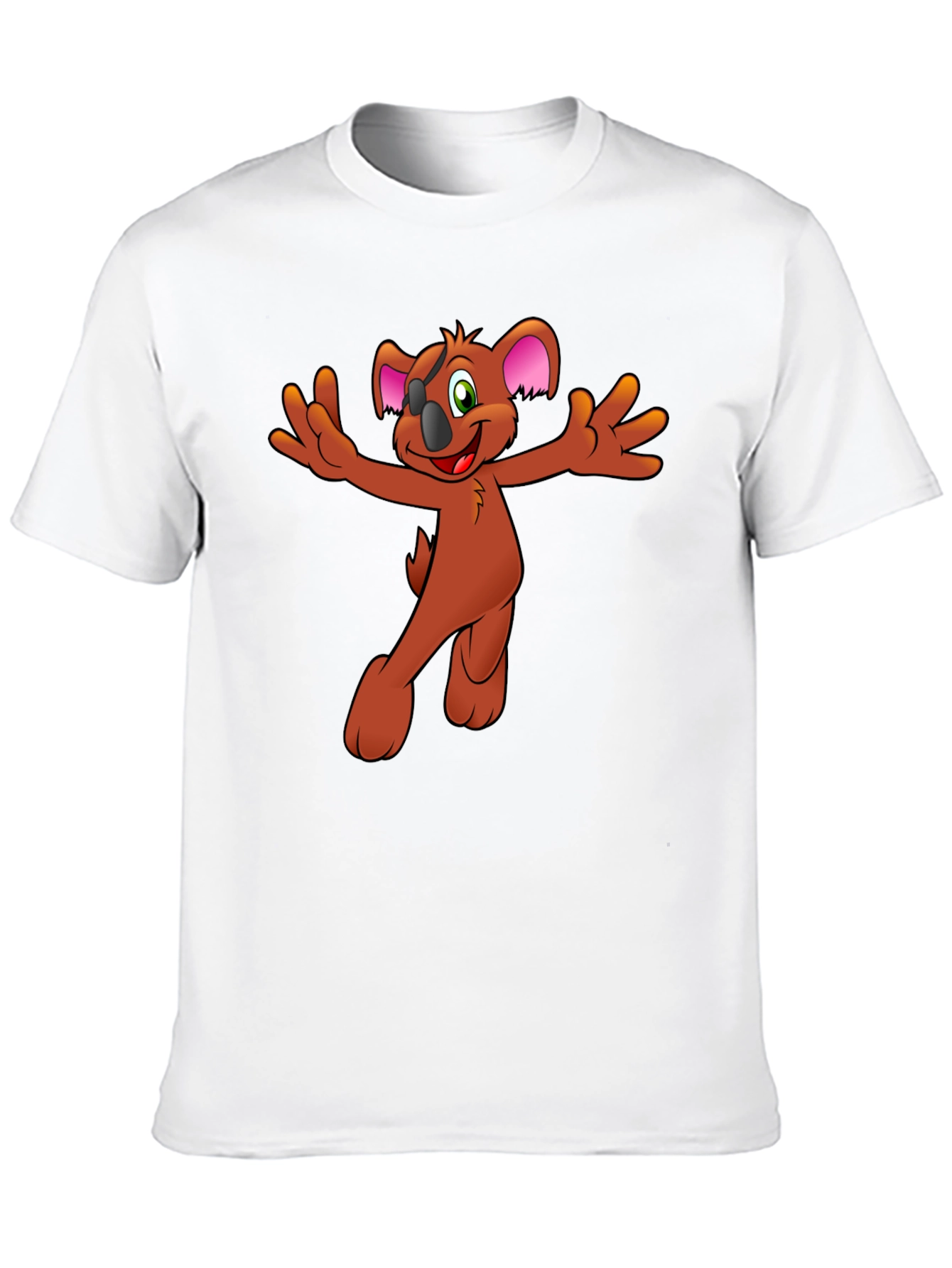 Koala Cartoon Graphic Tee - Black Cotton Blend