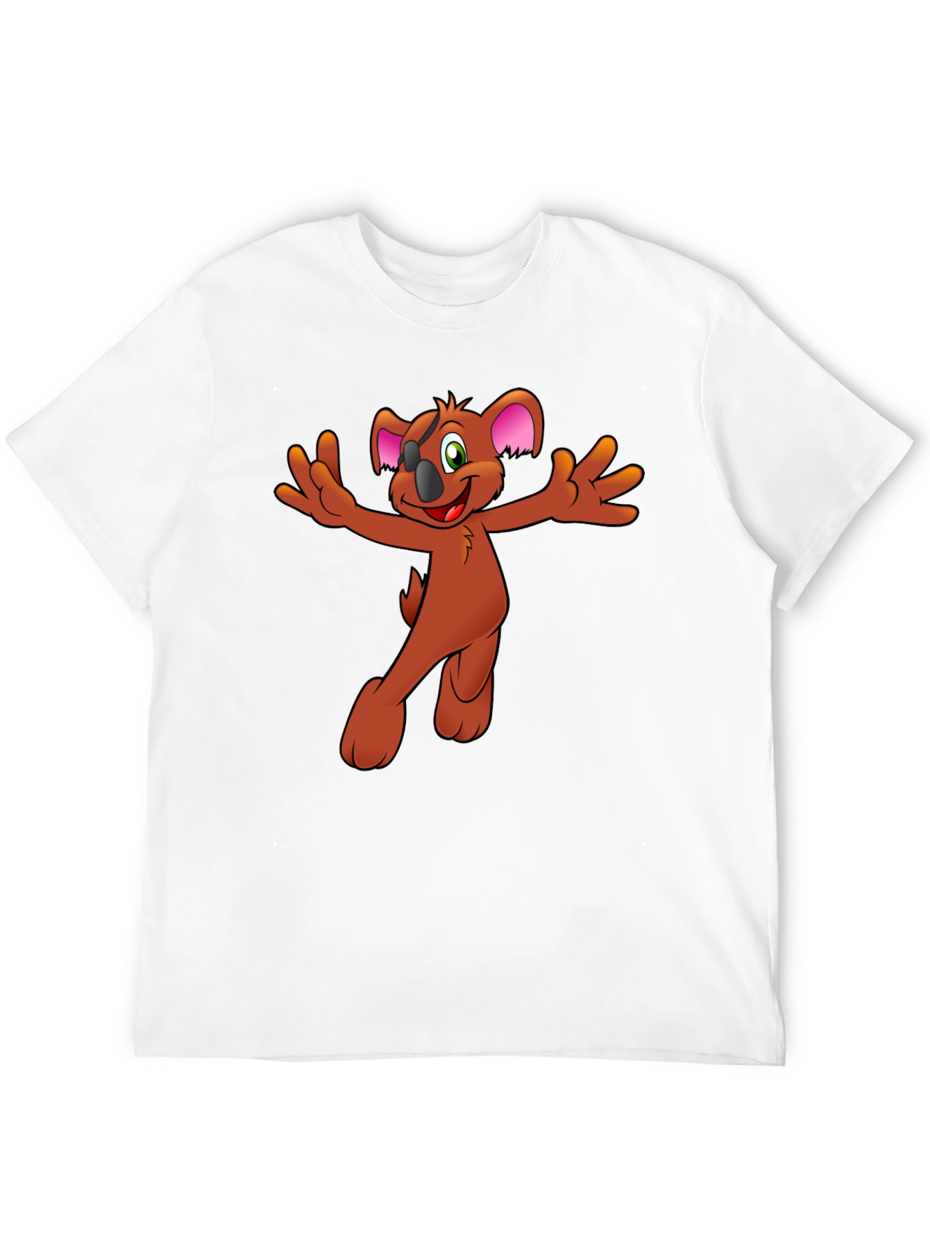 Koala Cartoon Graphic Tee - Black Cotton Blend