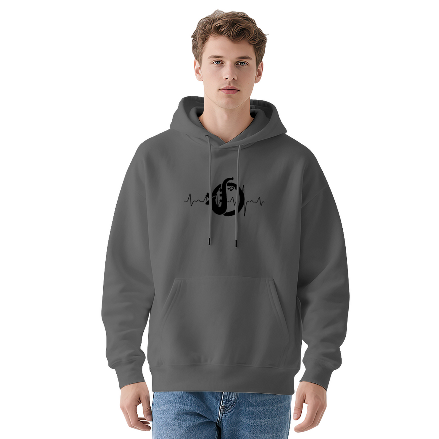 Guitar Heartbeat Music Lover Minimal Hoodie, Soft Relax Daily Outfit