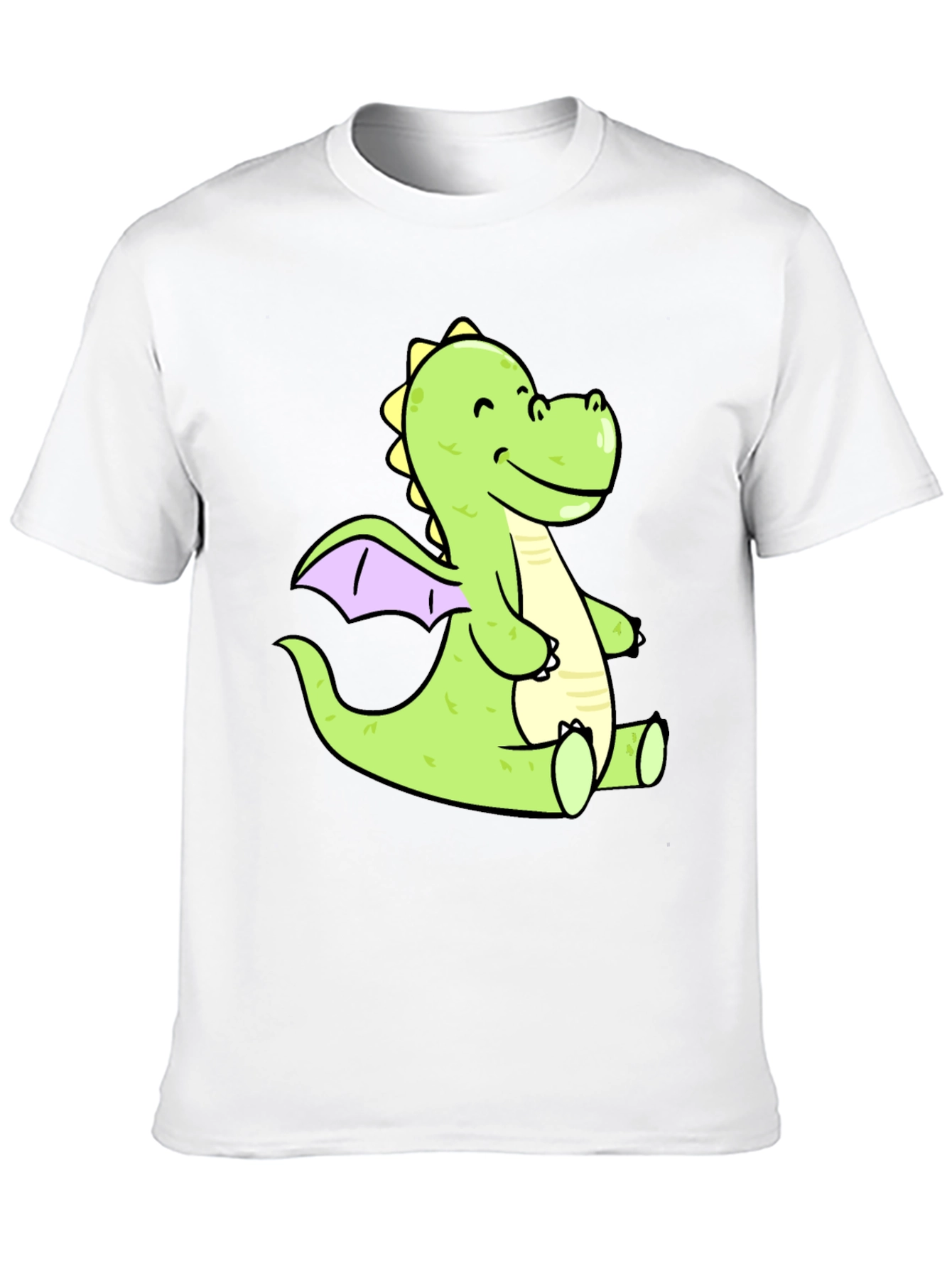 Cute Cartoon Dragon Graphic Tee - Black
