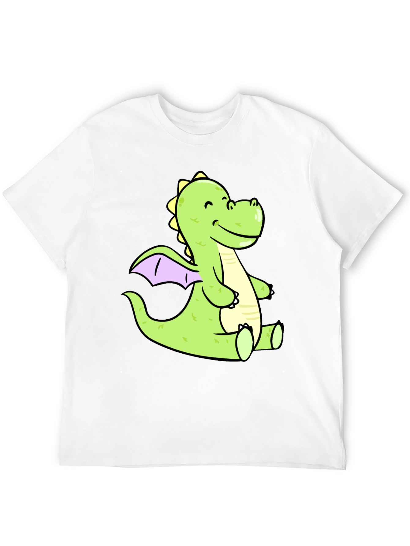 Cute Cartoon Dragon Graphic Tee - Black