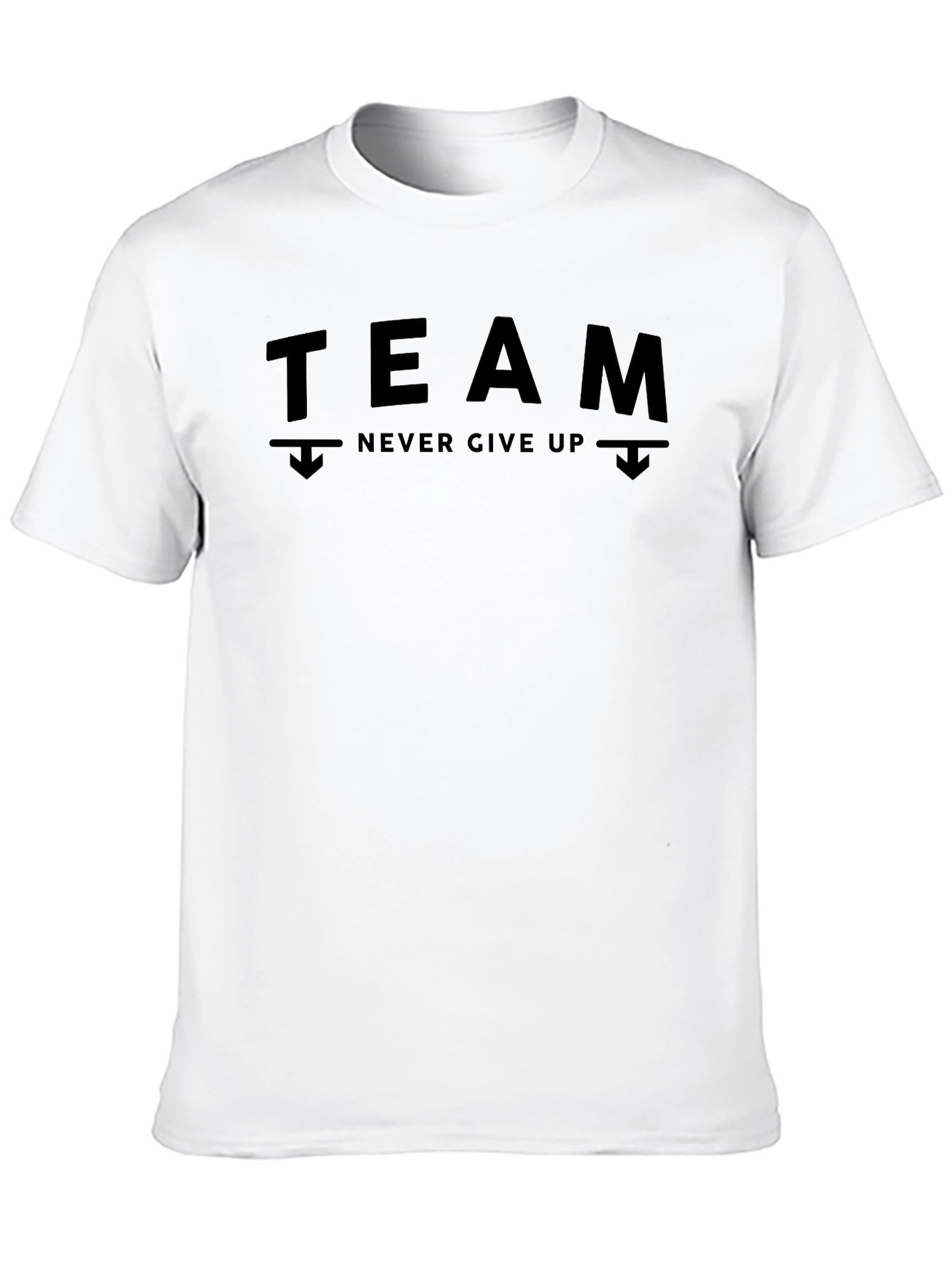 Team Never Give Up Black Graphic T-Shirt