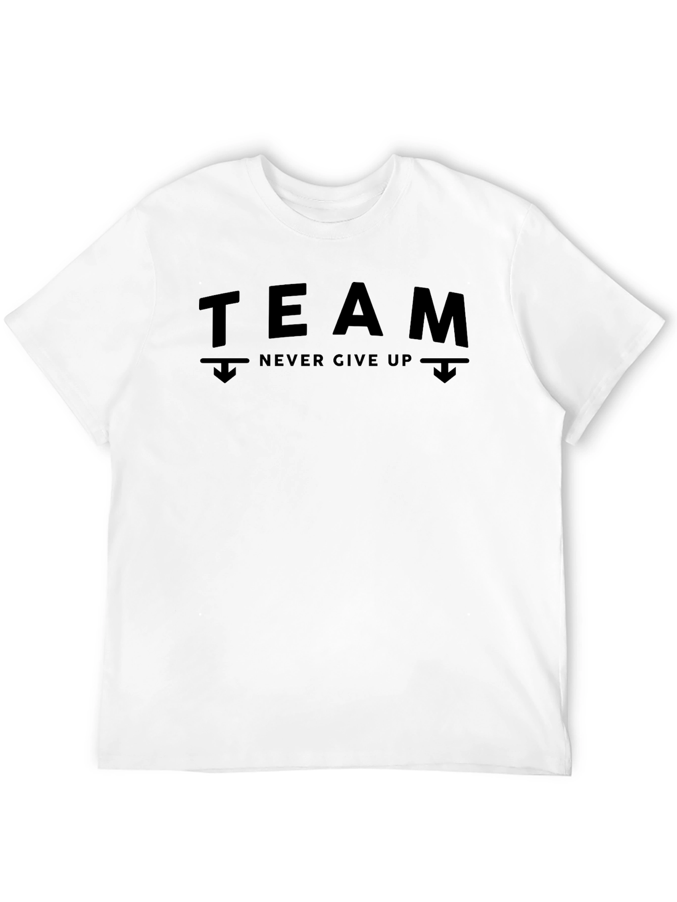Team Never Give Up Black Graphic T-Shirt