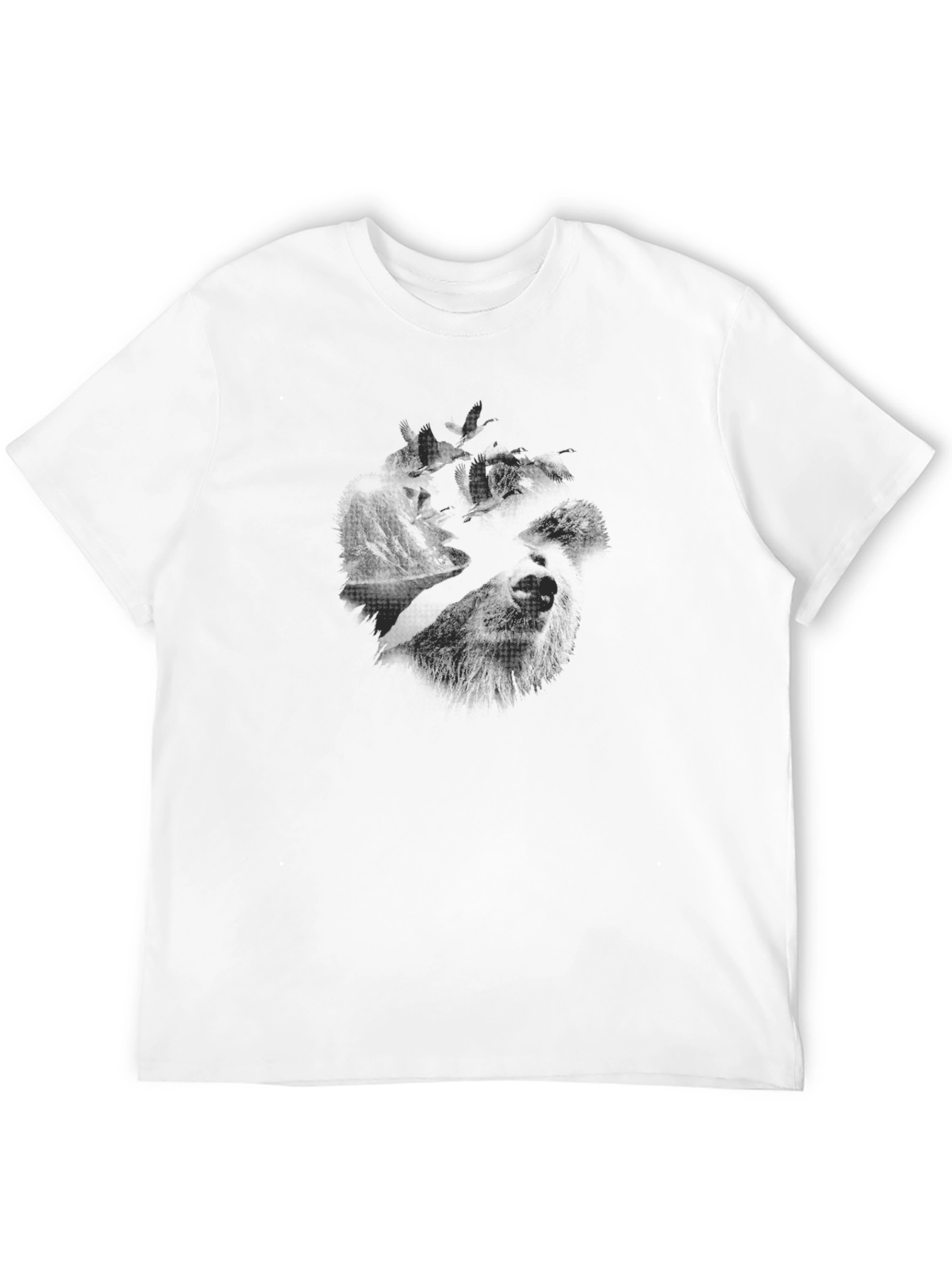 Mens Black Graphic T-Shirt - Wolf Design