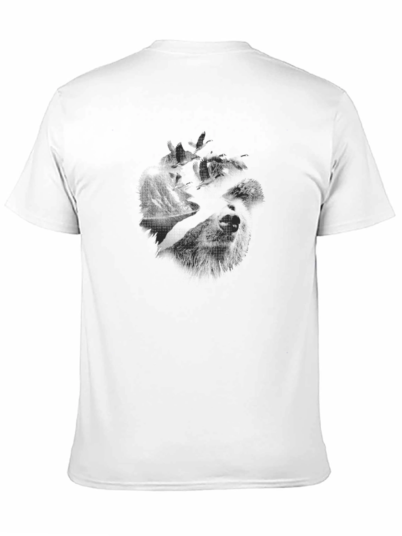 Mens Black Graphic T-Shirt - Wolf Design