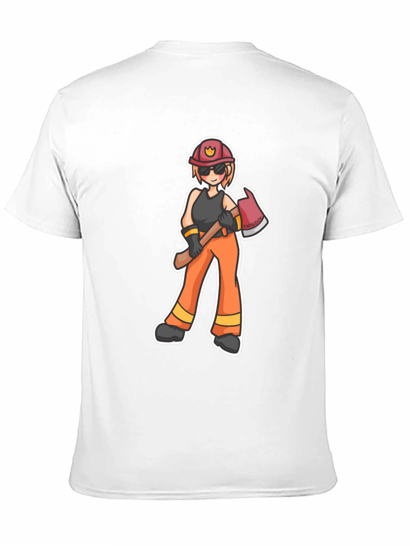 Cartoon Firefighter T-Shirt - Black