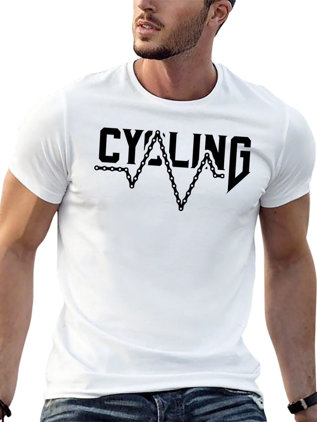 Cycling Chain Graphic T-Shirt - Black