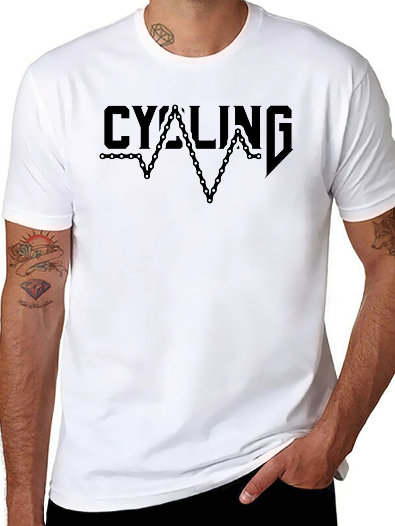 Cycling Chain Graphic T-Shirt - Black