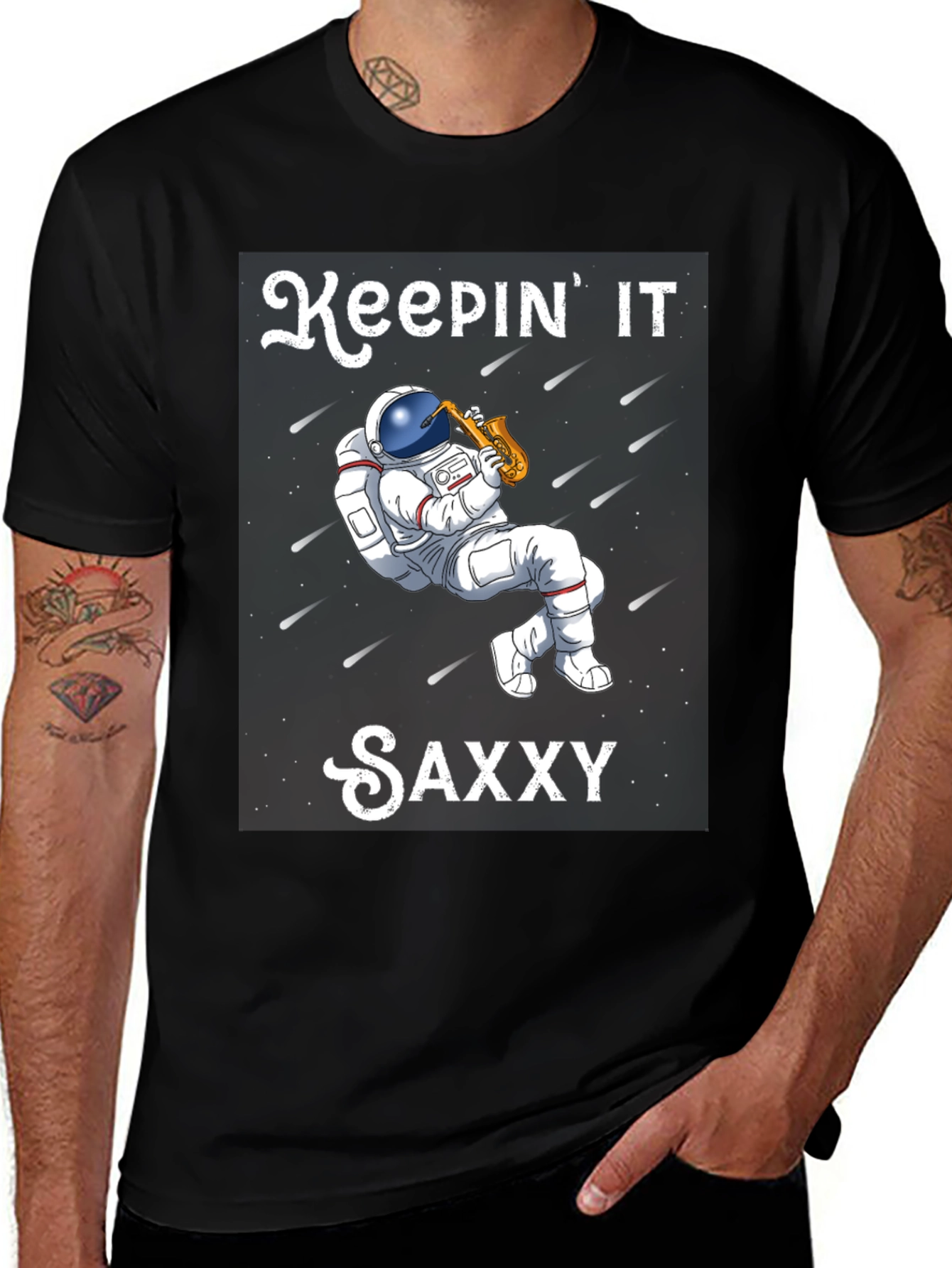 Keepin It Saxxy T-Shirt - Astronaut Saxophone Player
