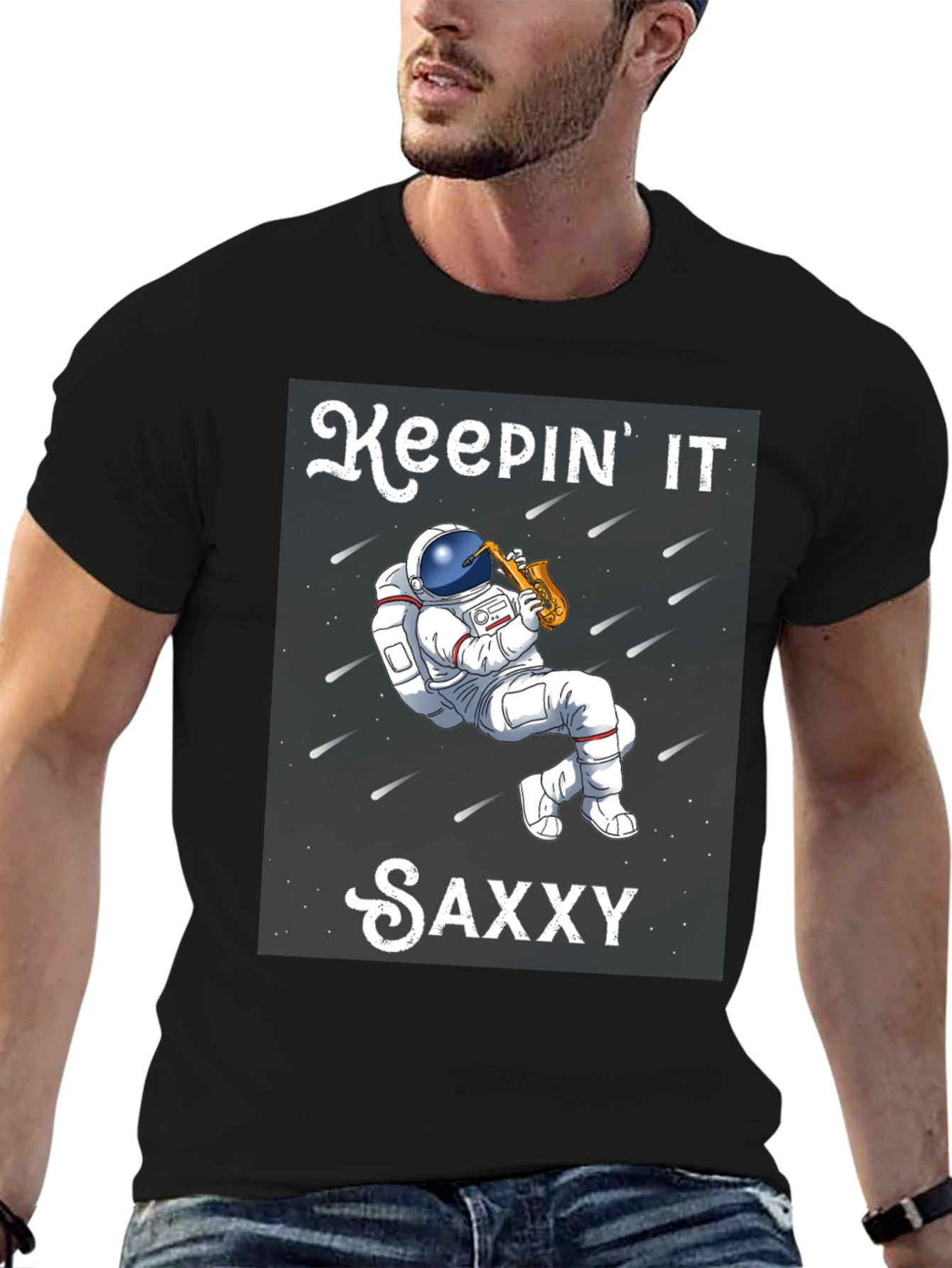 Keepin It Saxxy T-Shirt - Astronaut Saxophone Player