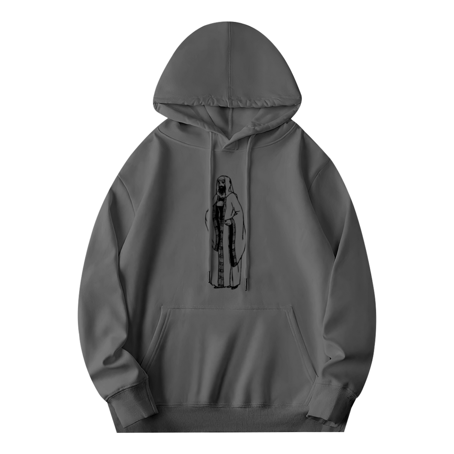 Vintage Desert Man Sketch Minimal Line Art Hoodie, Low-key Soft Comfort Pullover
