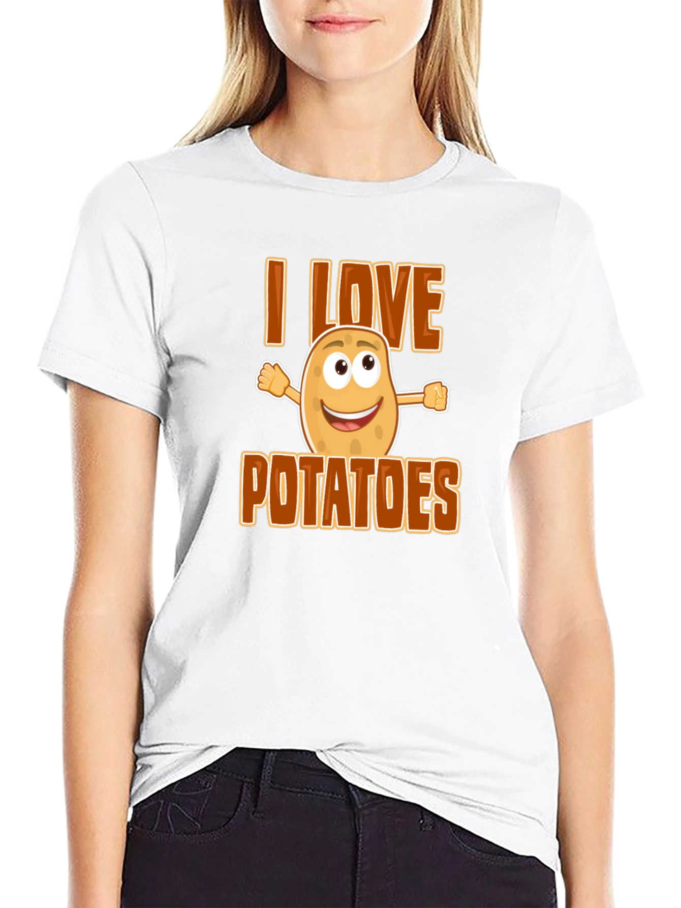 I Love Potatoes T-Shirt - Funny Cartoon Food Tee