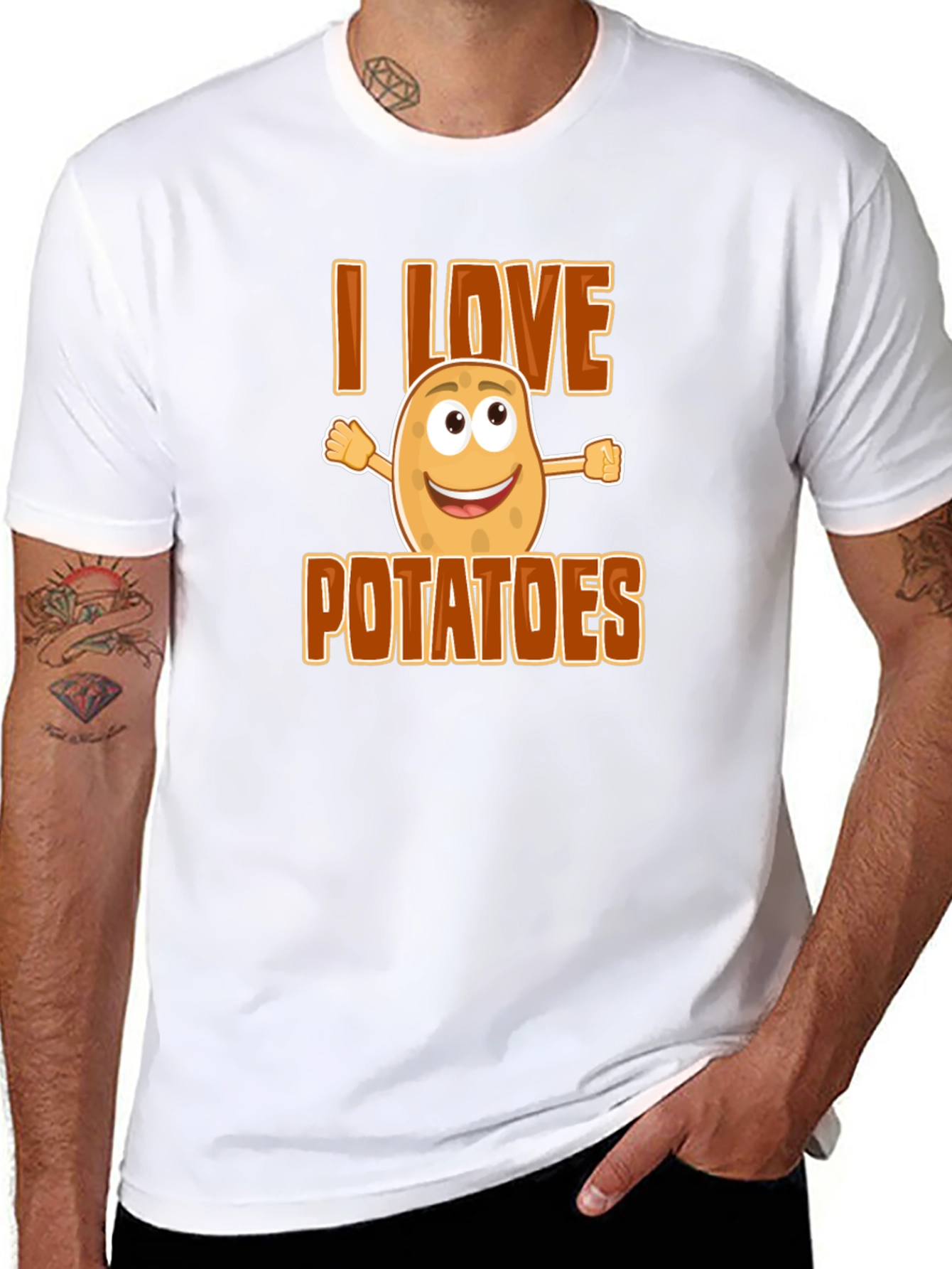 I Love Potatoes T-Shirt - Funny Cartoon Food Tee