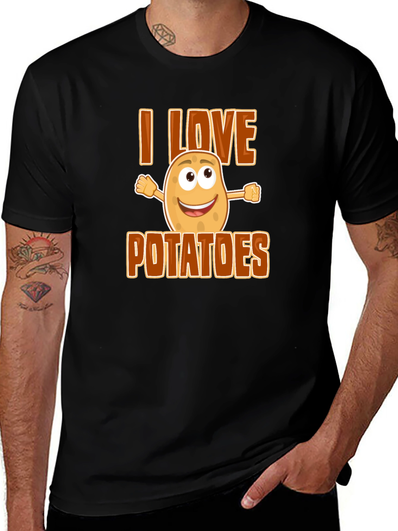 I Love Potatoes T-Shirt - Funny Cartoon Food Tee