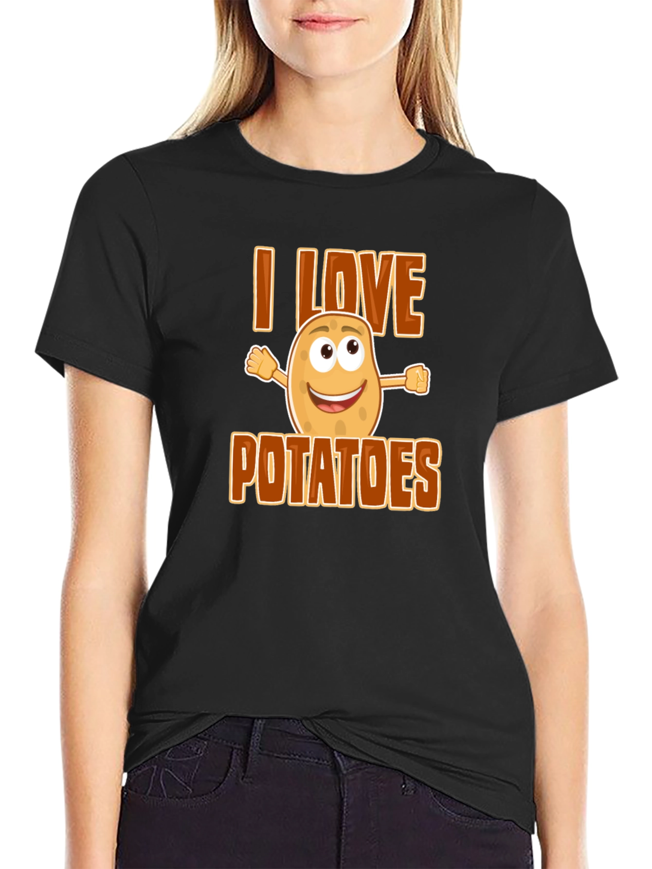 I Love Potatoes T-Shirt - Funny Cartoon Food Tee