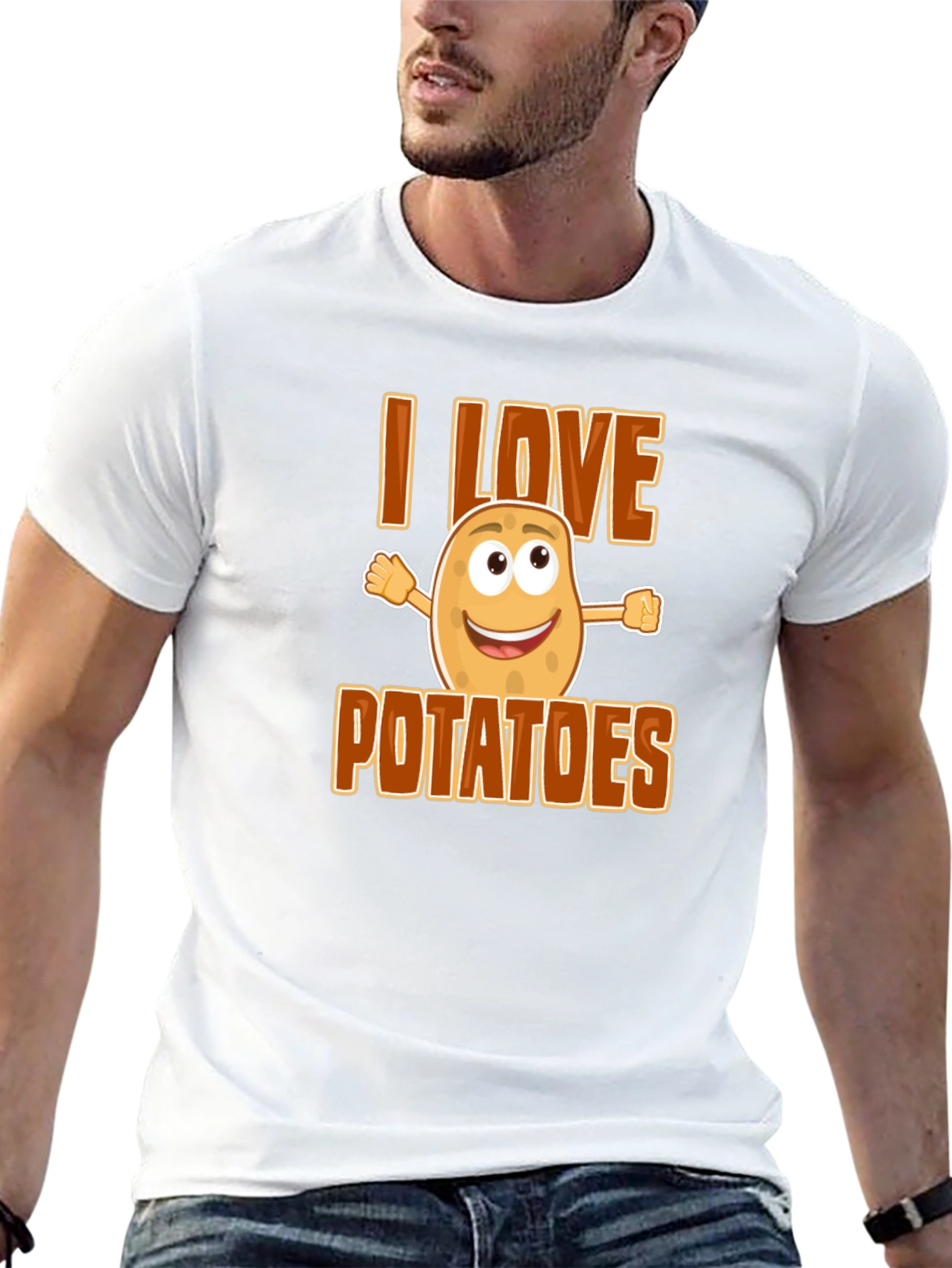I Love Potatoes T-Shirt - Funny Cartoon Food Tee