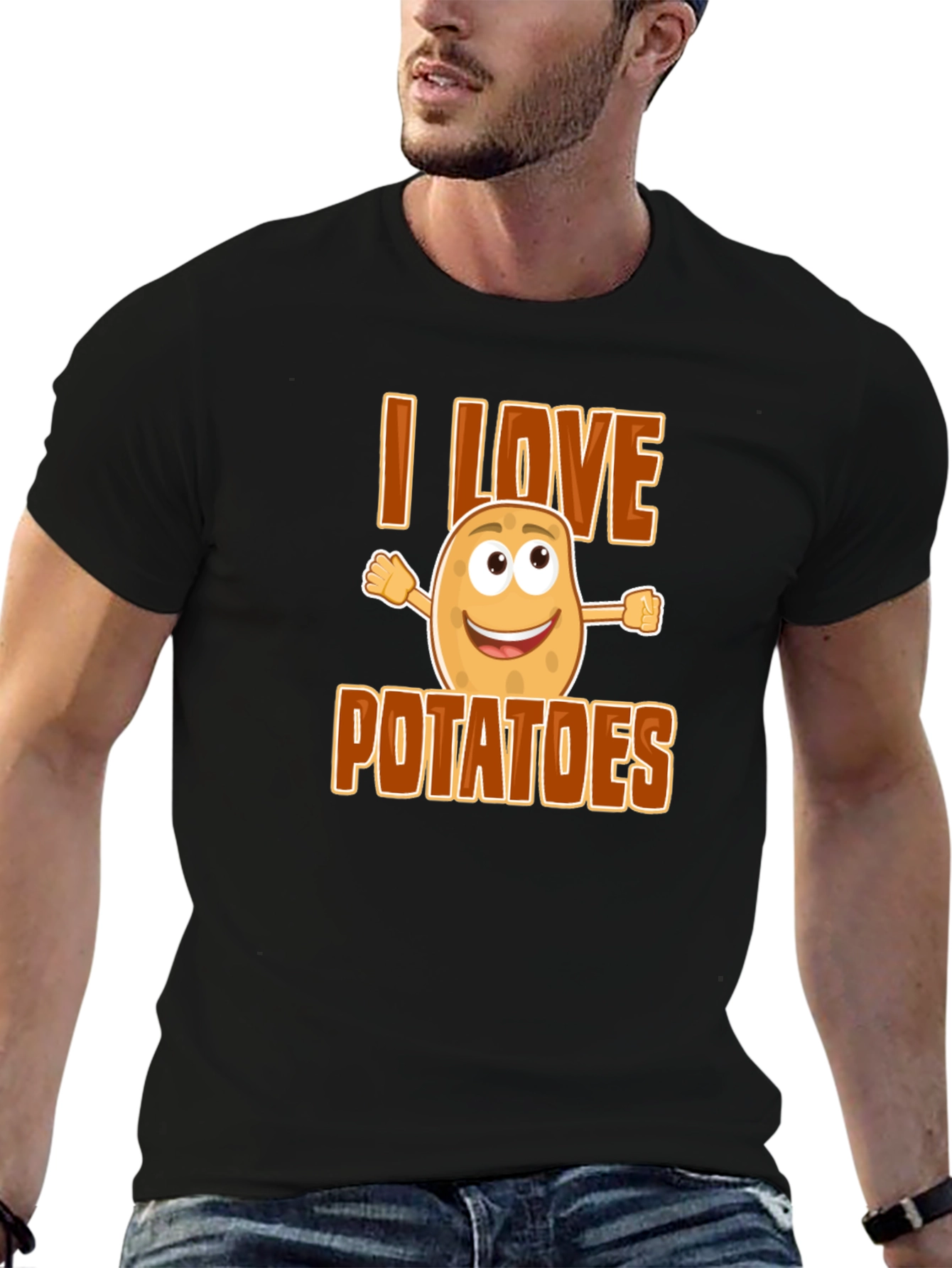 I Love Potatoes T-Shirt - Funny Cartoon Food Tee