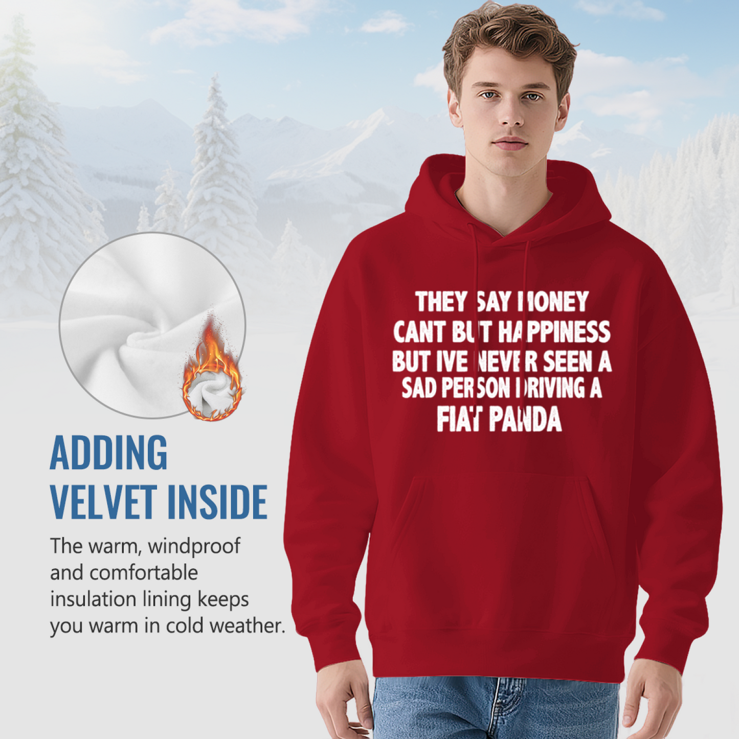 Sad Person Never Drive Fiat Panda Funny Car Red Hoodie, Cozy Auto Lover Top