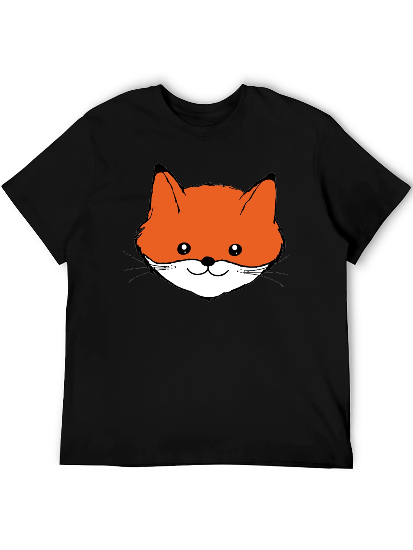 Fox Face Graphic Tee - Black Cotton T-Shirt